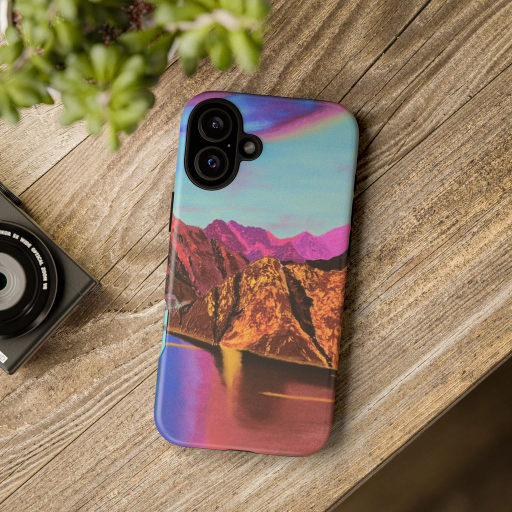 Protective Phone Case — Vibrant Retro Mountain Landscape
