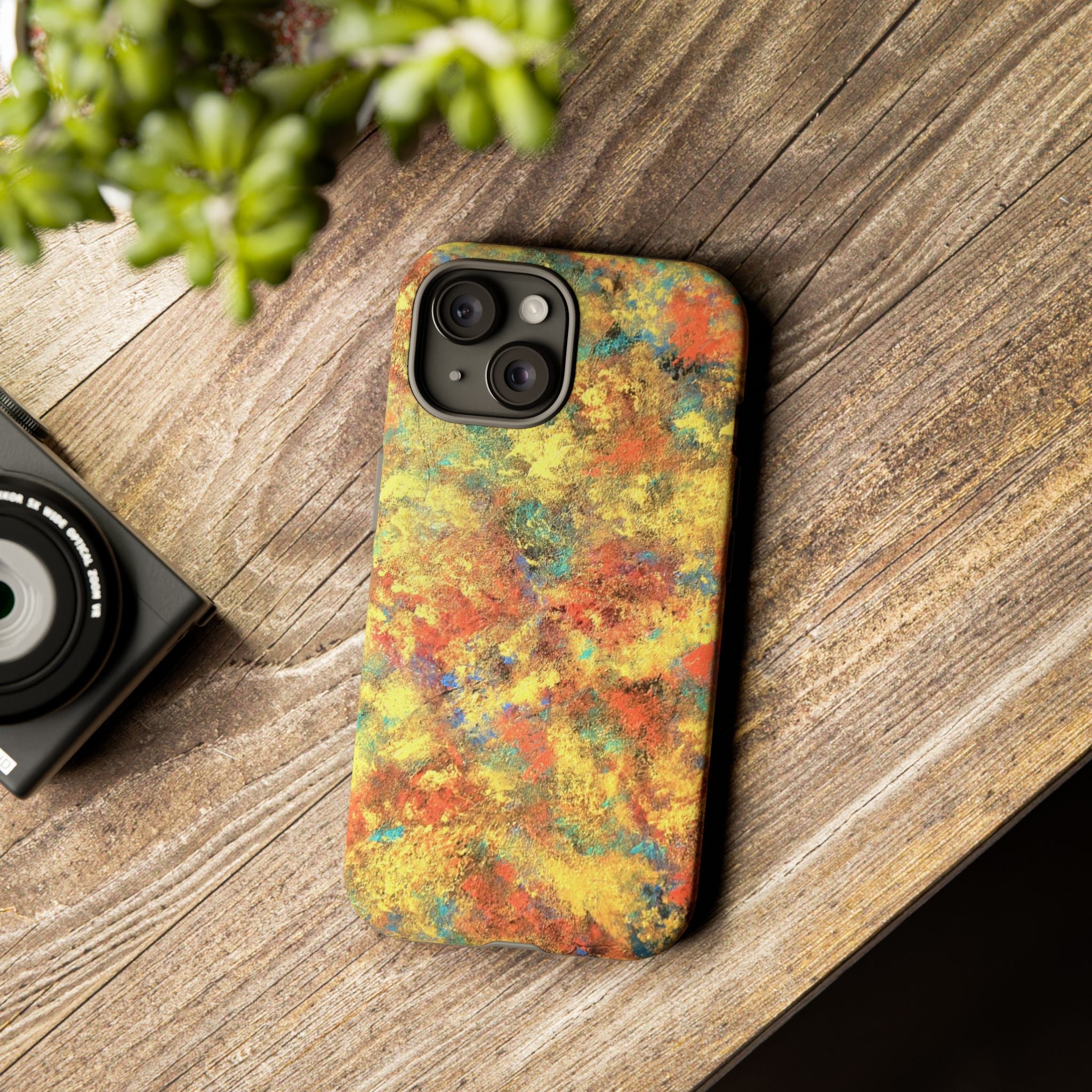 Abstract Autumn Marble Phone Case — Protective iPhone Cover with Warm Fall Colors