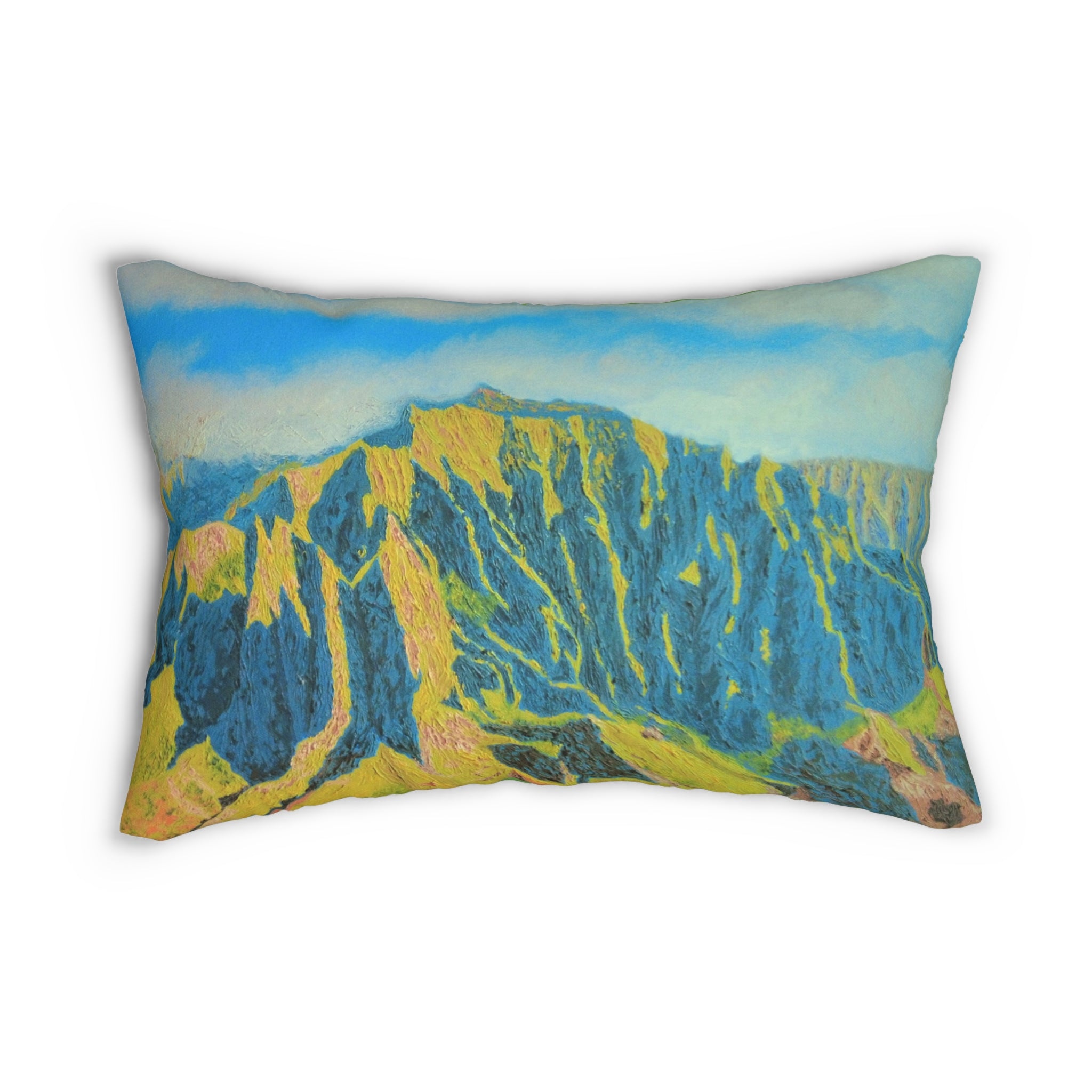 Mountain Range Lumbar Pillow — Scenic Landscape Decorative Cushion for Living Room, Cabin, or Outdoor-Inspired Decor