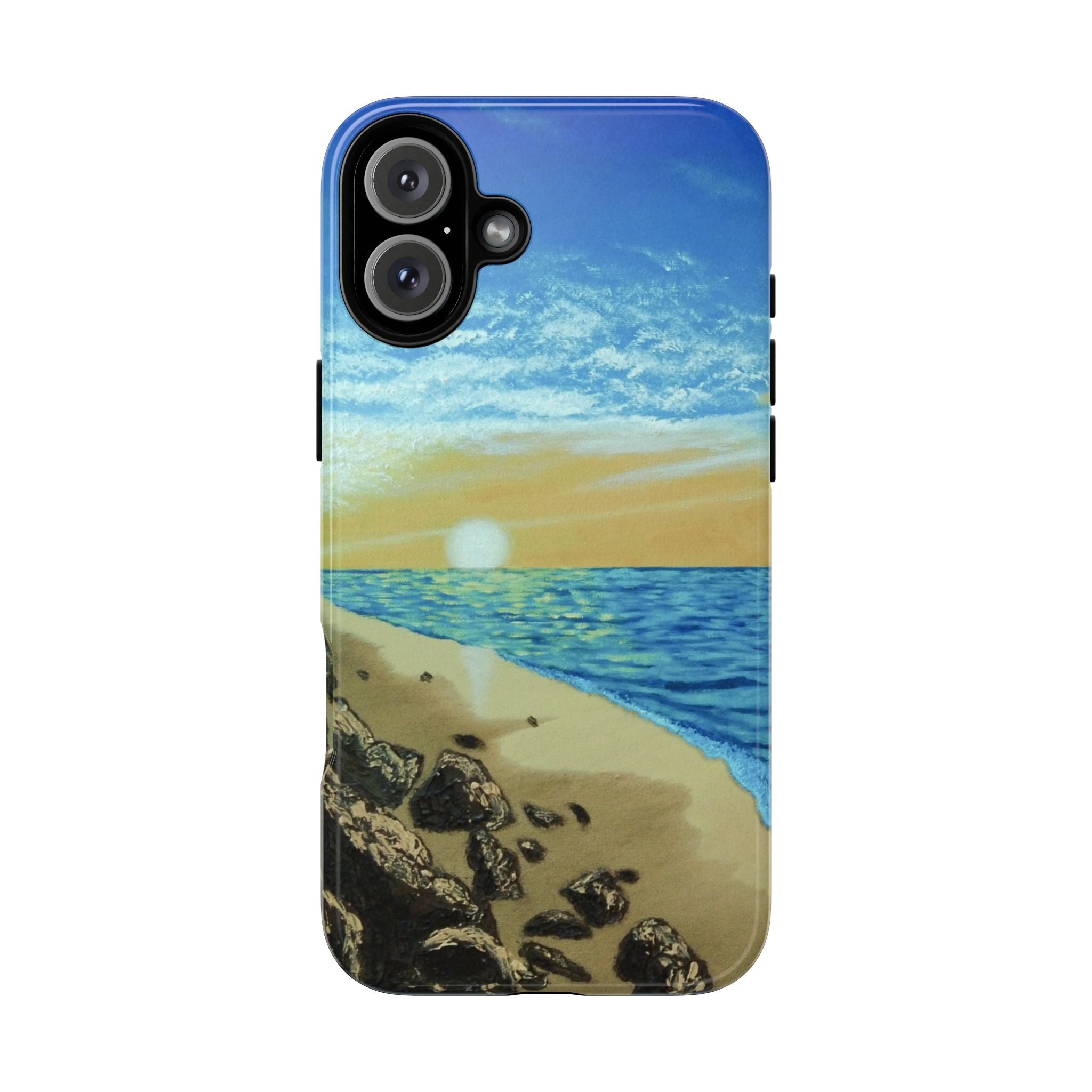 Beach Sunset Phone Case — Protective Tough Case with Coastal Shoreline Design