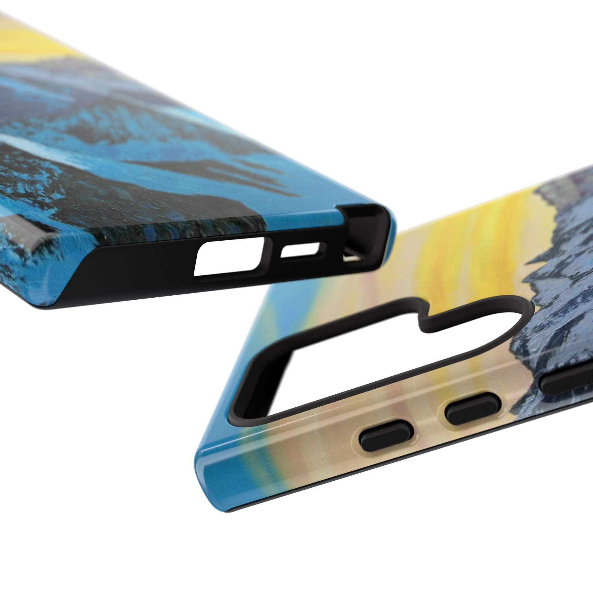 Mountain Sunset Phone Case — Protective Tough Case with Scenic Blue Peaks Design