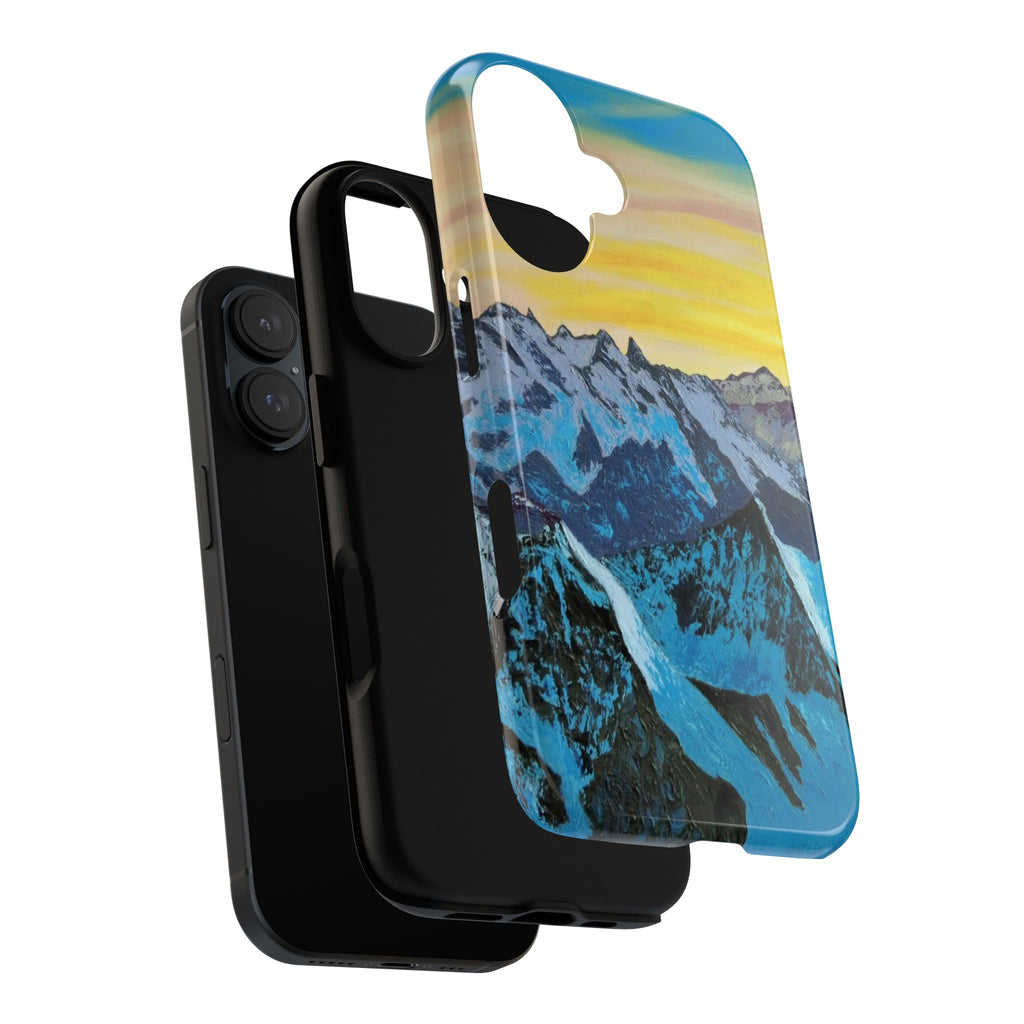 Mountain Sunset Phone Case — Protective Tough Case with Scenic Blue Peaks Design