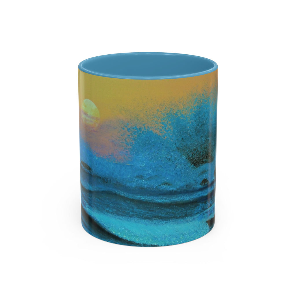 Ocean Sunset Accent Coffee Mug — Blue Teal Seascape Art (11/15oz)