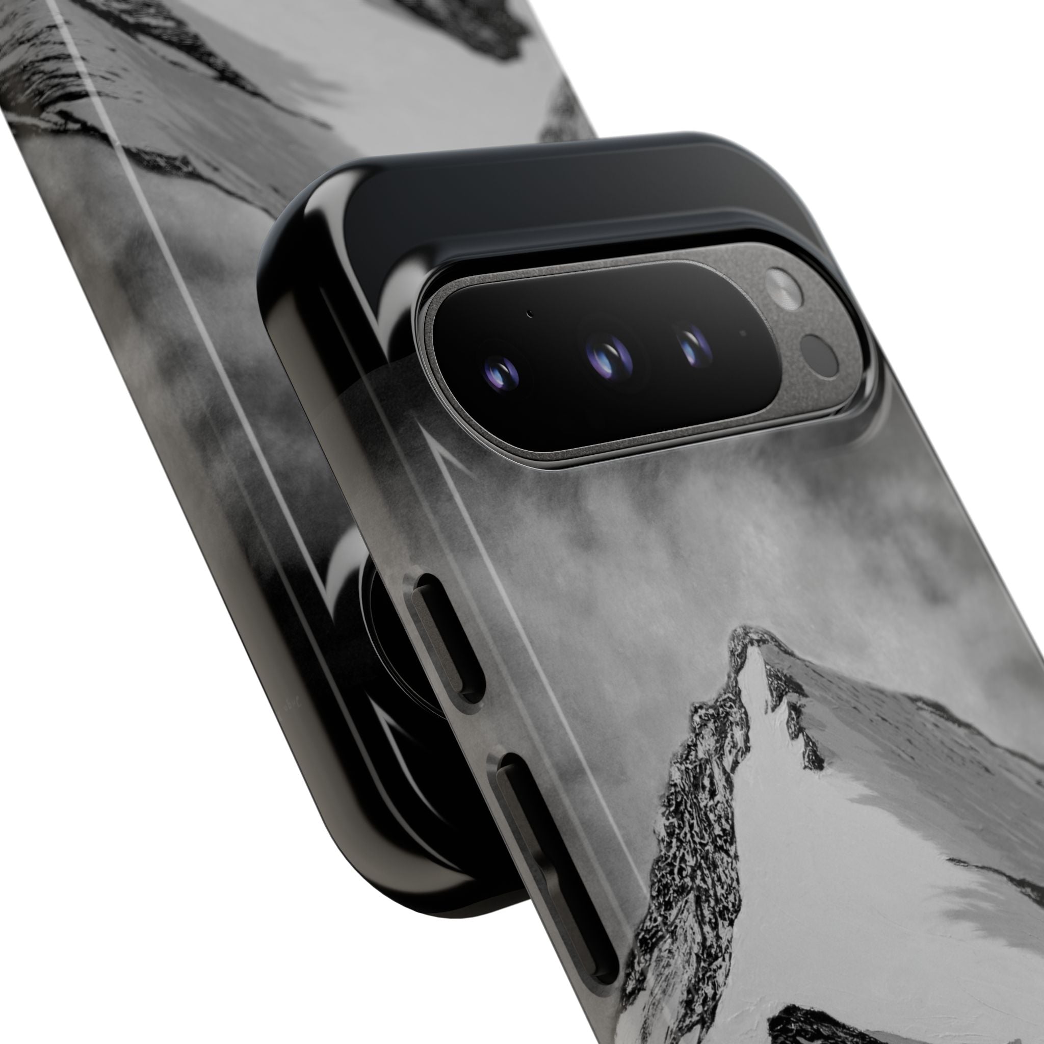 Mountain Peak Phone Case — Black & White Alpine Protective Case