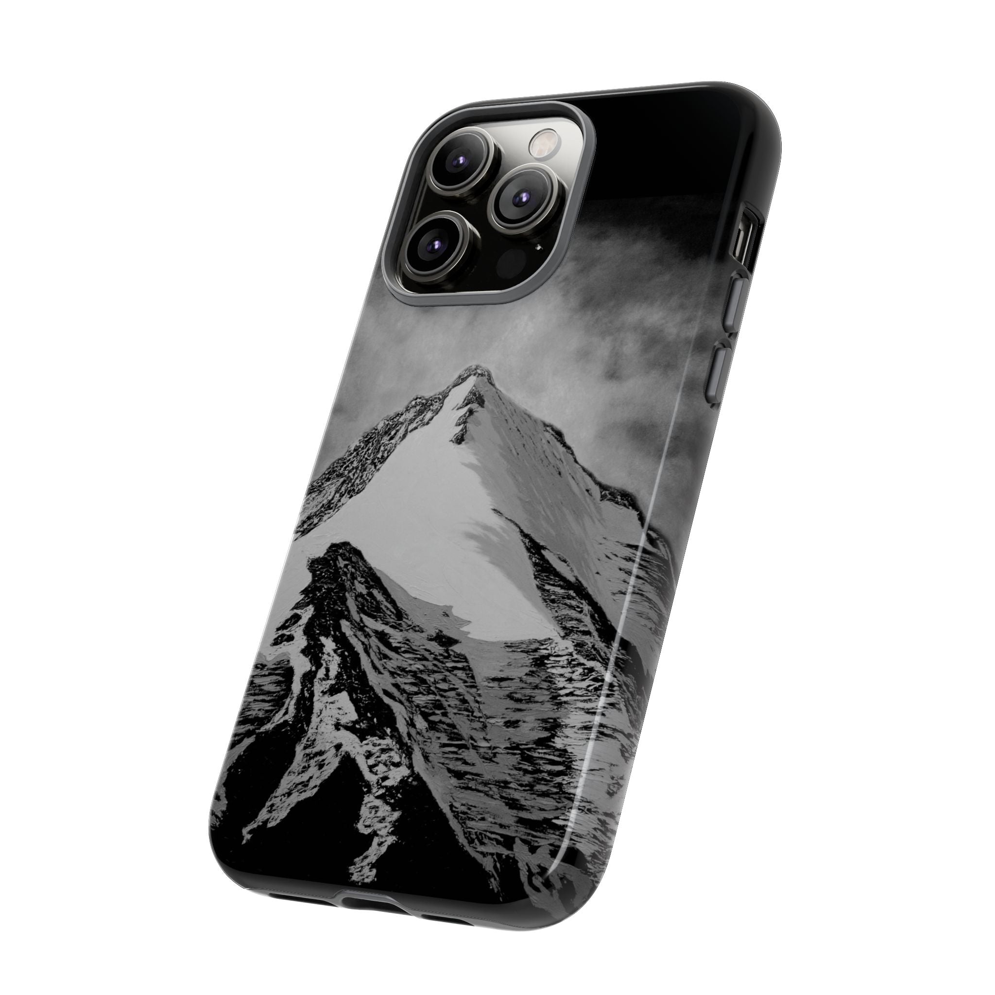 Mountain Peak Phone Case — Black & White Alpine Protective Case