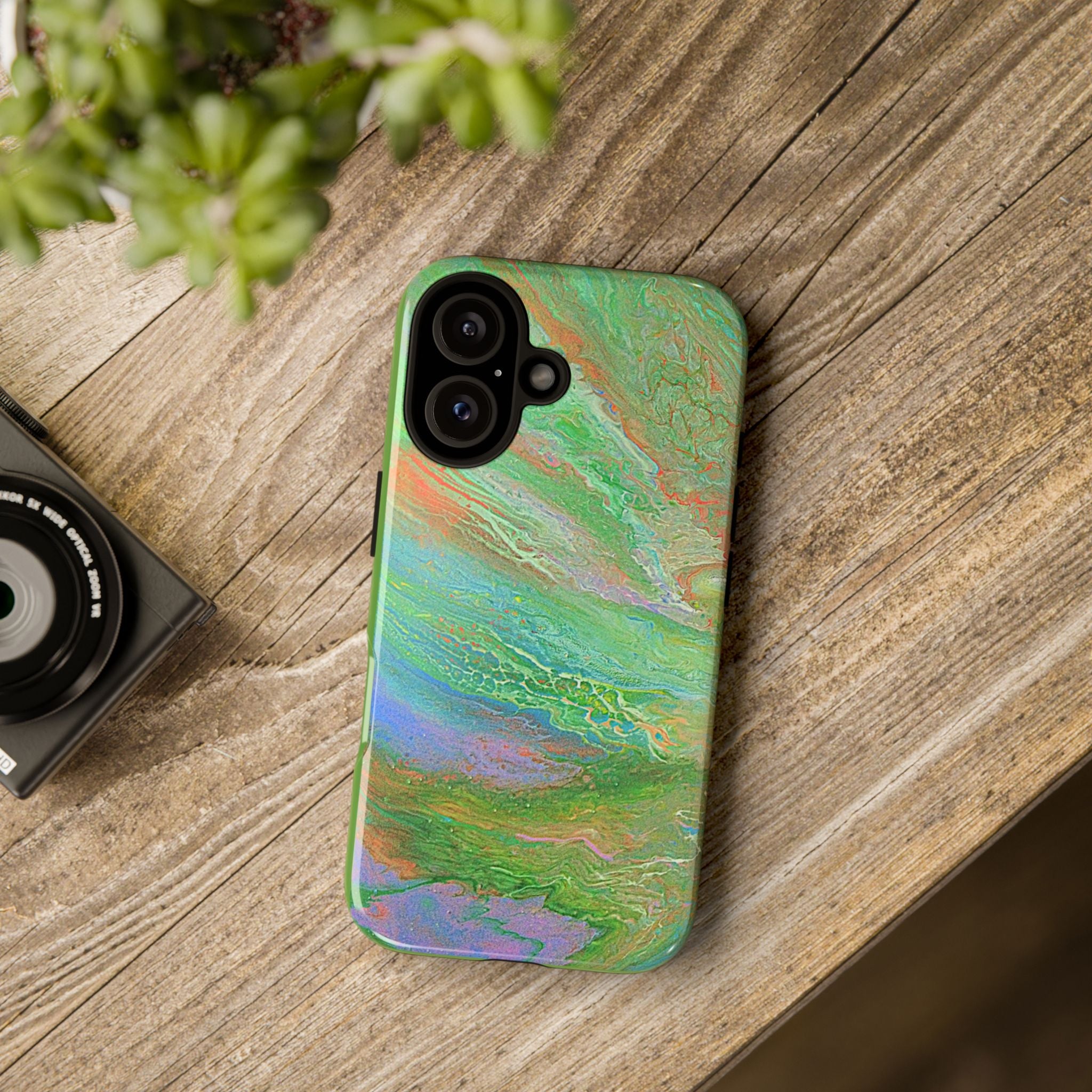 Marbled Green Abstract Phone Case — Protective Tough Case for iPhone