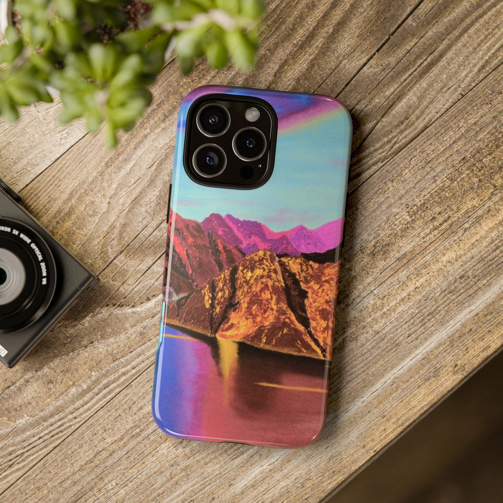 Protective Phone Case — Vibrant Retro Mountain Landscape