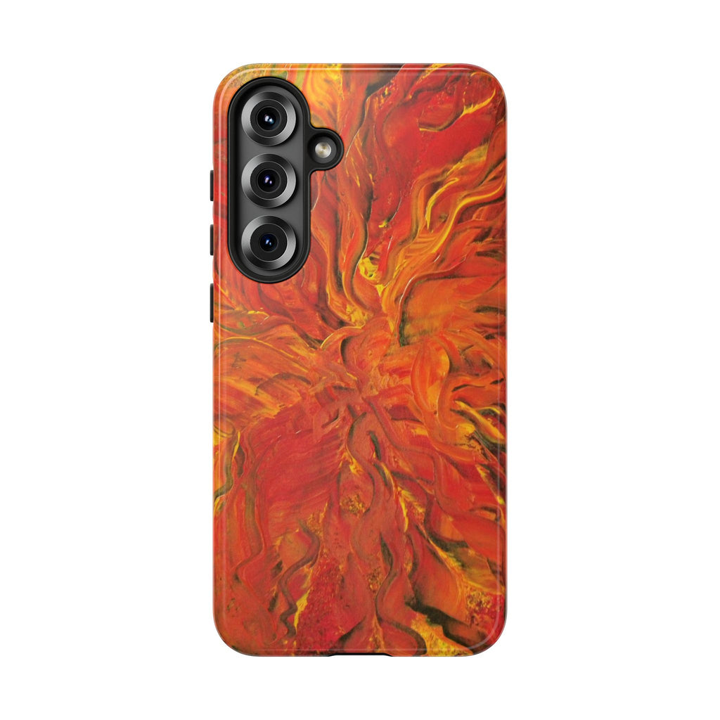 Flame Swirl Tough Phone Case — Abstract Red & Orange Art Protective Cover