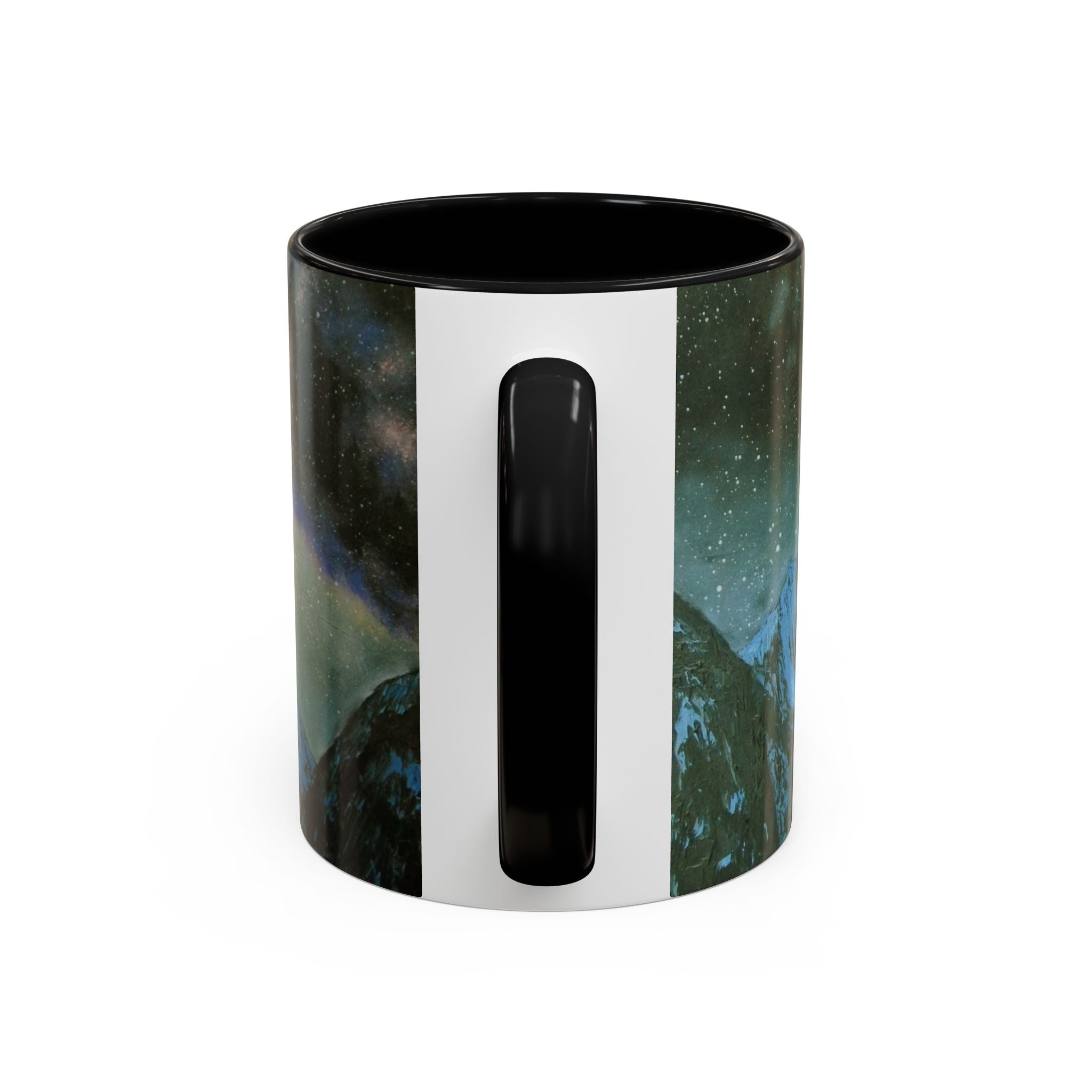 Aurora Mountain Coffee Mug — Northern Lights Ceramic Accent Mug (11/15 oz)