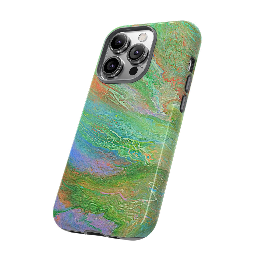Marbled Green Abstract Phone Case — Protective Tough Case for iPhone
