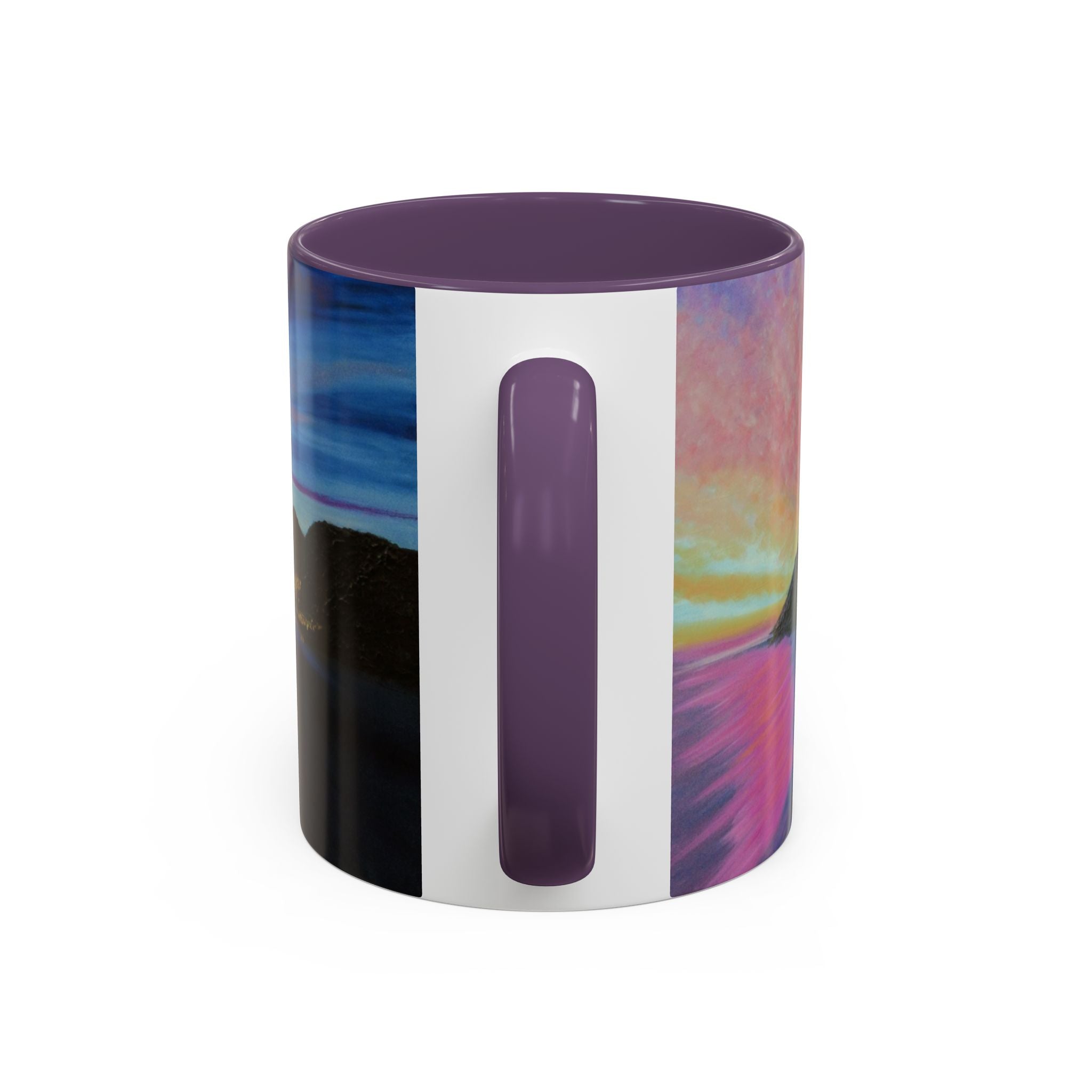 Scenic Sunrise Accent Coffee Mug – Pink Interior Lake Landscape (11/15oz)