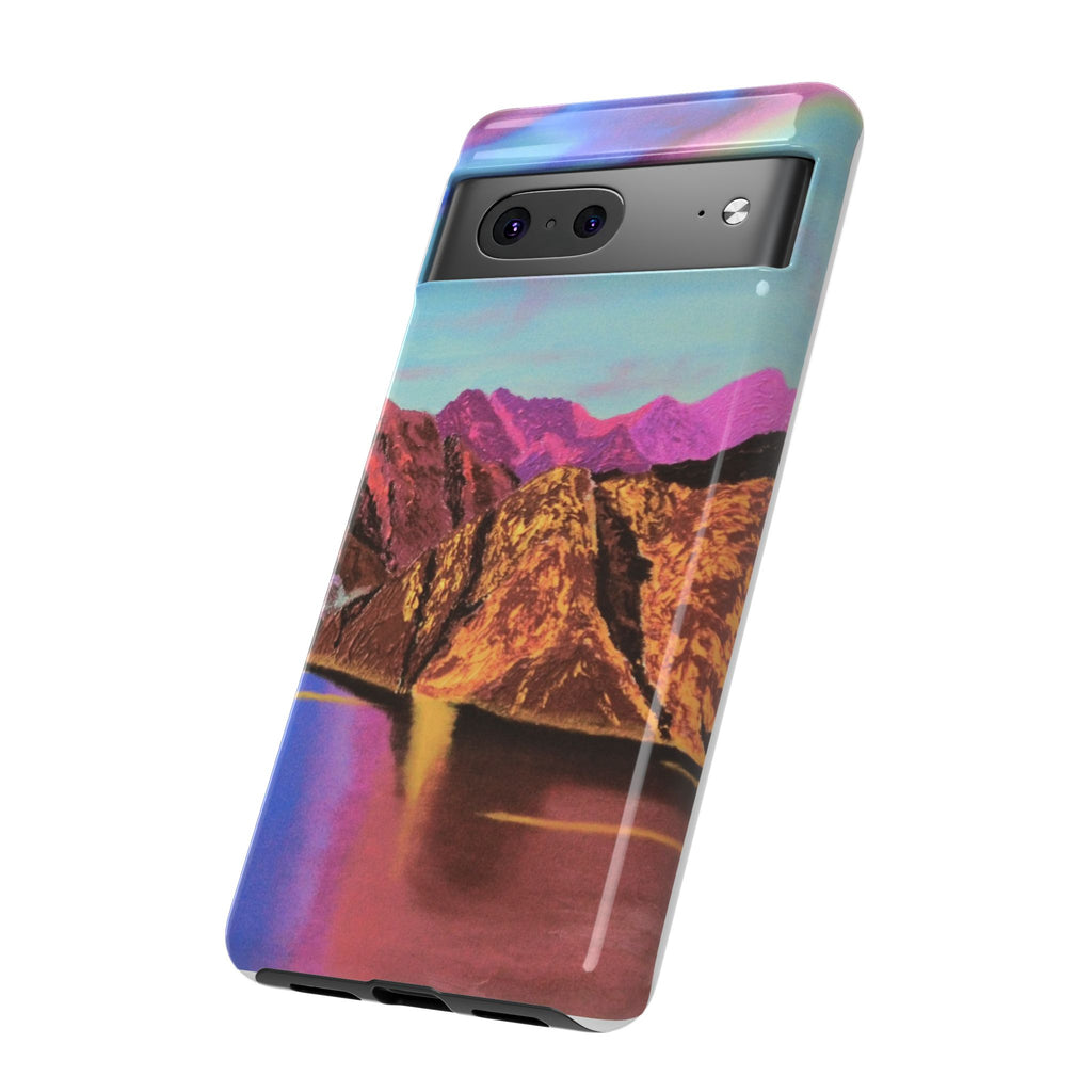 Protective Phone Case — Vibrant Retro Mountain Landscape