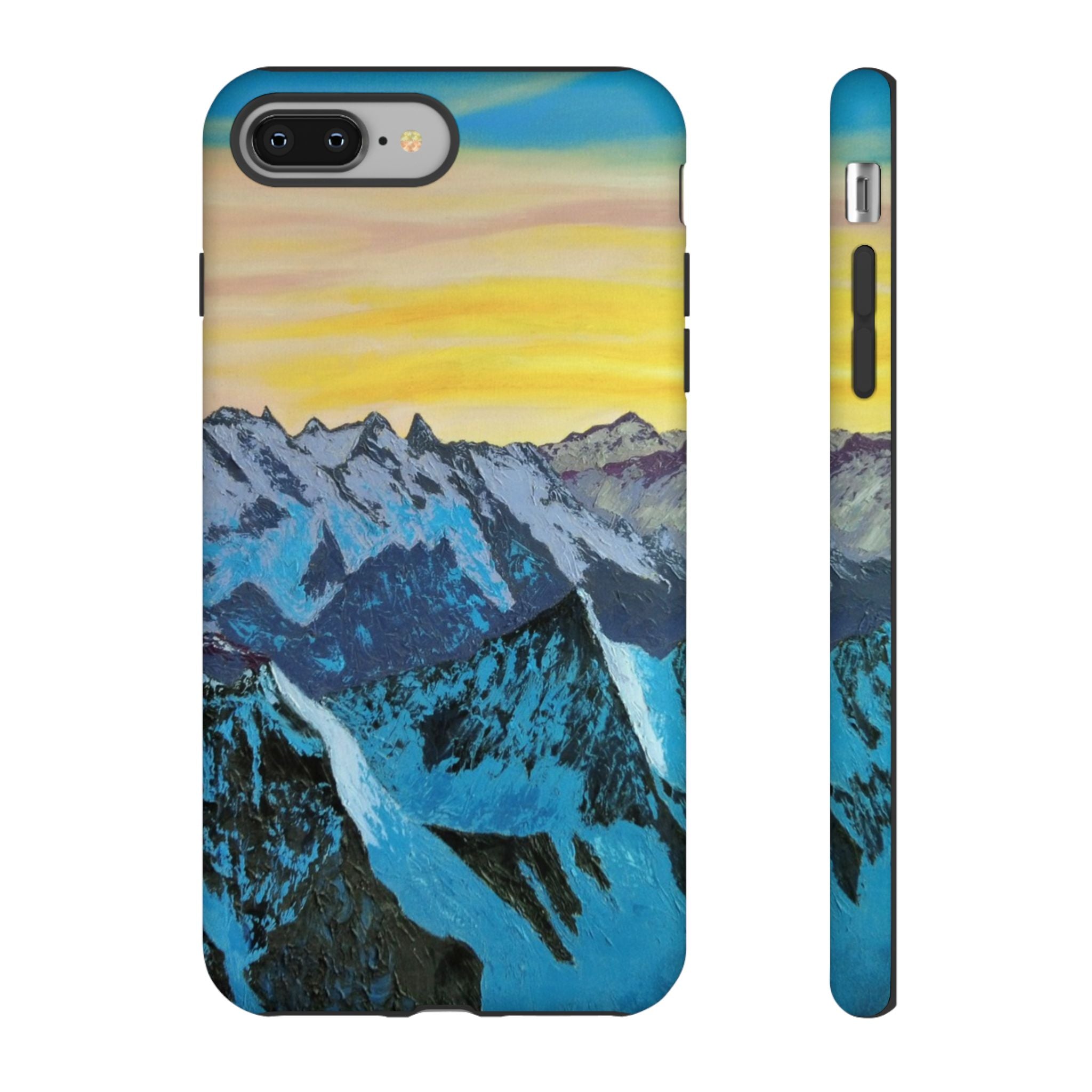 Mountain Sunset Phone Case — Protective Tough Case with Scenic Blue Peaks Design