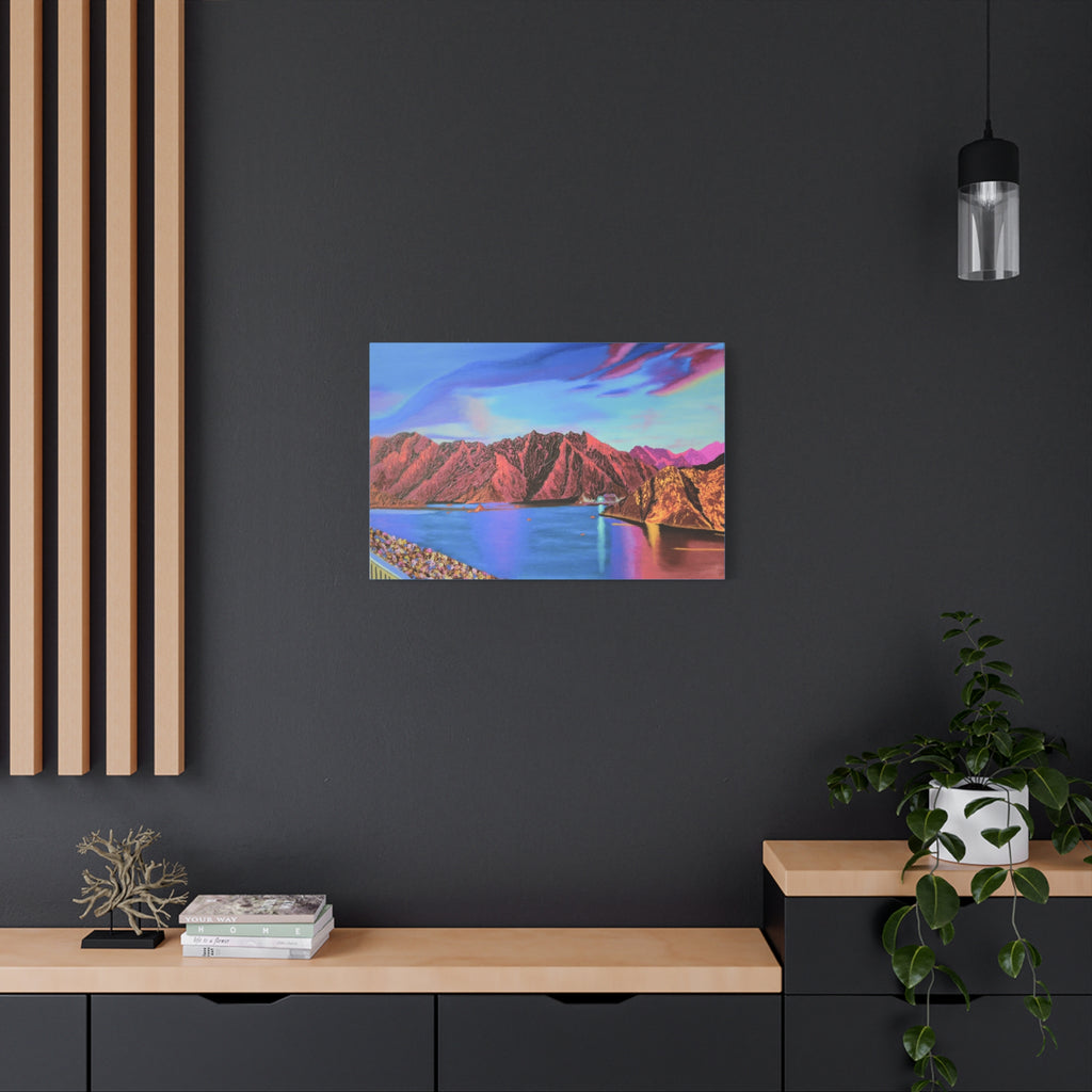 Sunset Mountain Lake Matte Canvas Wall Art — Vibrant Landscape Print