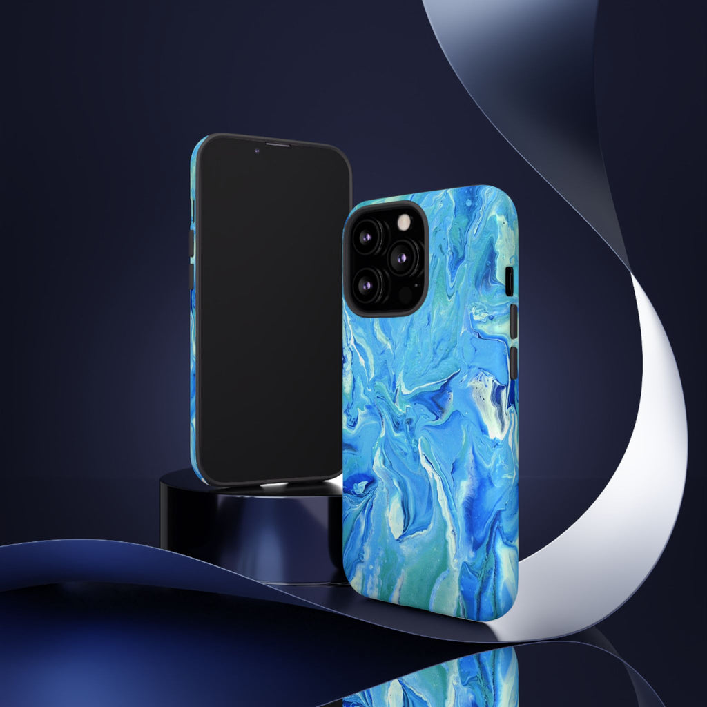 Blue Marble Tough Phone Case — Ocean Swirl Protective iPhone Cover