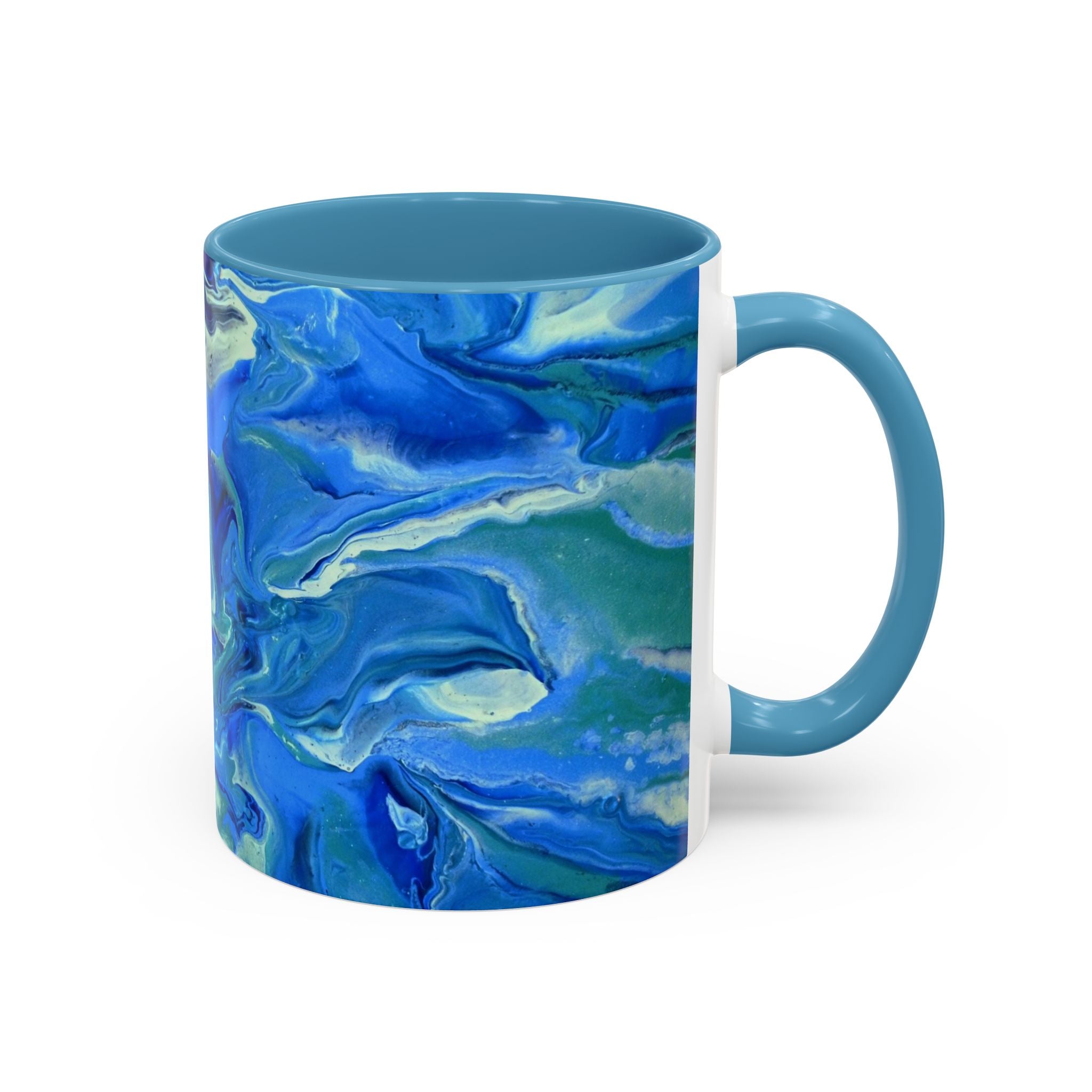 Blue Marble Accent Coffee Mug – Oceanic Abstract Art Ceramic Mug (11/15 oz)