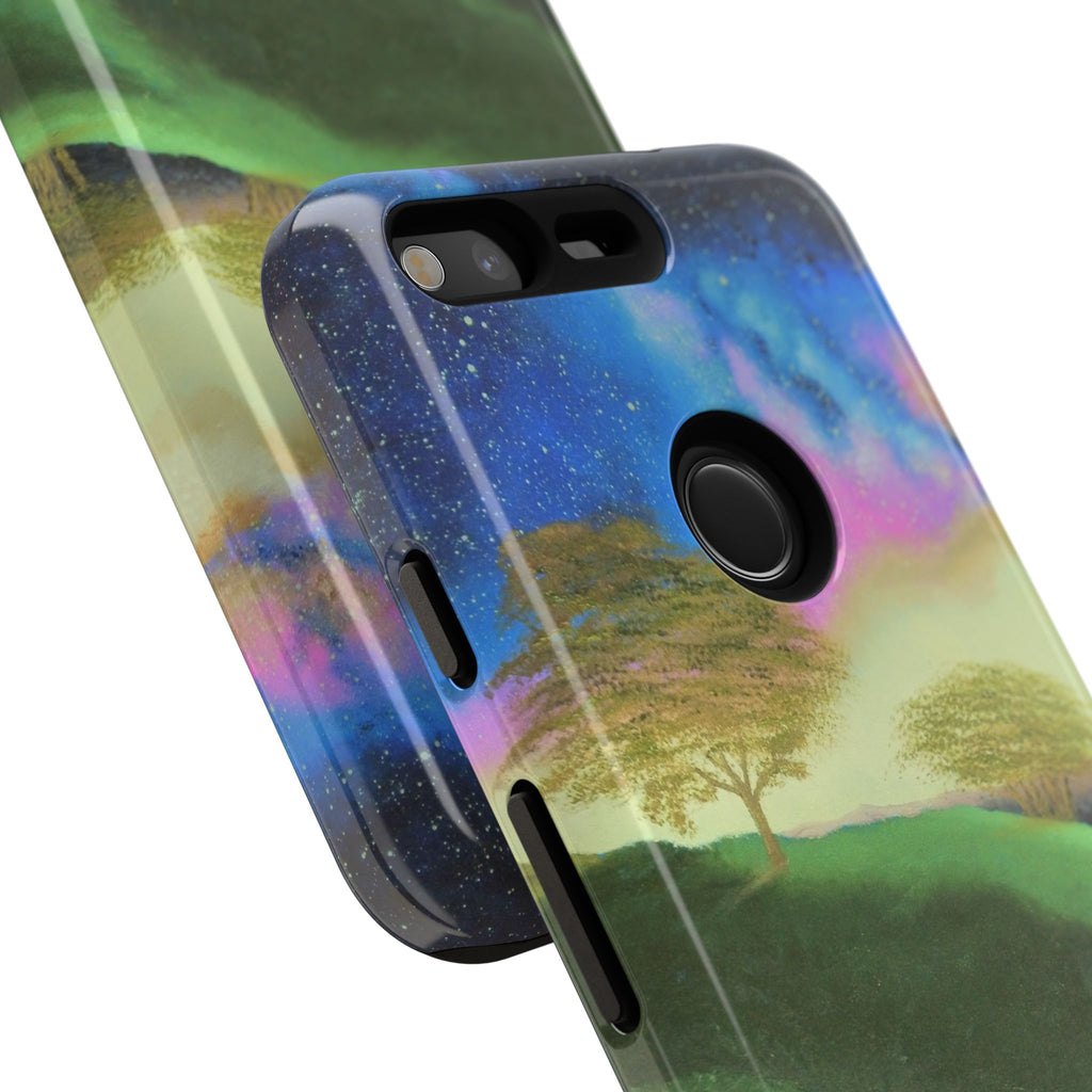 Aurora Nightscape Phone Case — Galaxy Meadow Protective Case