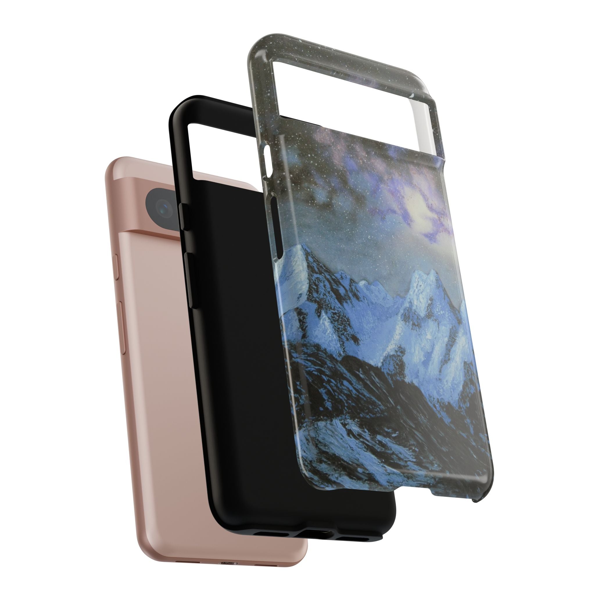 Mountain Night Sky Phone Case — Tough Protective iPhone Cover with Aurora & Snowy Peaks