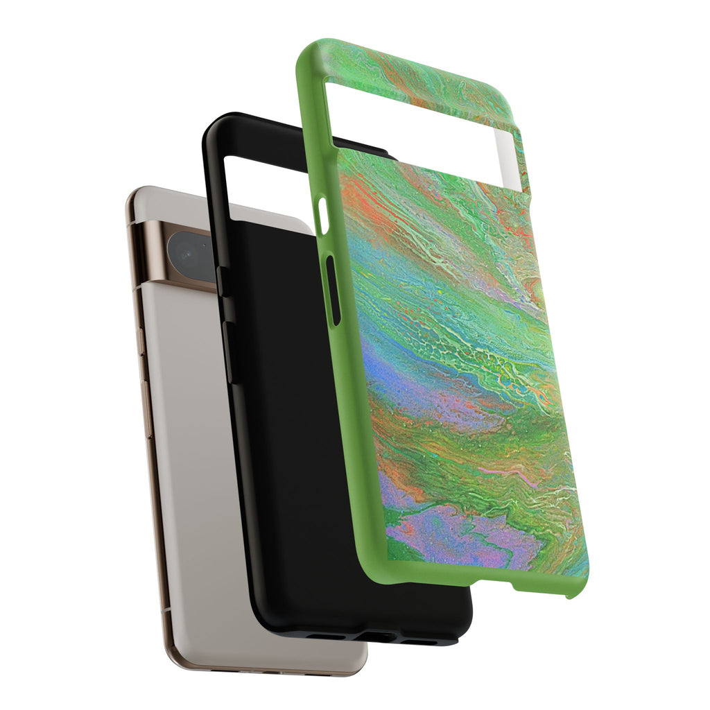 Marbled Green Abstract Phone Case — Protective Tough Case for iPhone