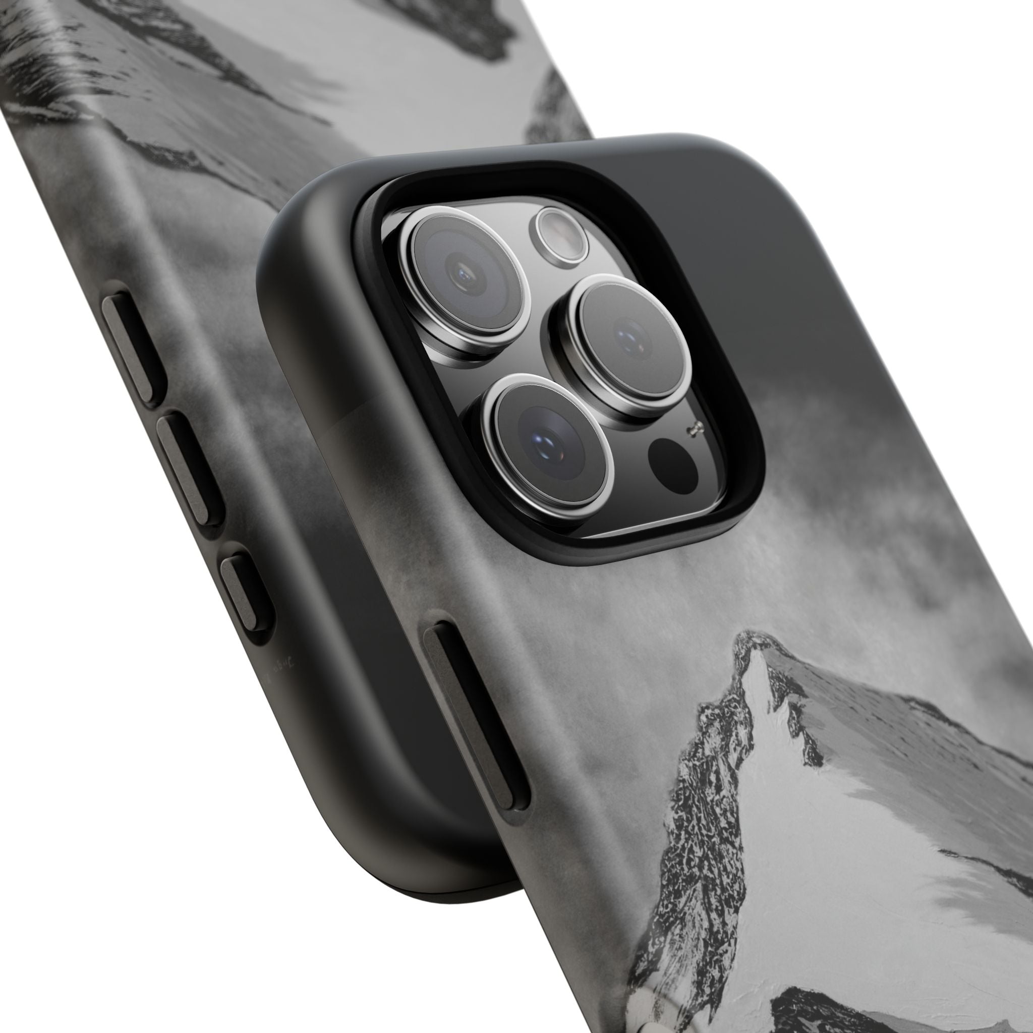 Mountain Peak Phone Case — Black & White Alpine Protective Case