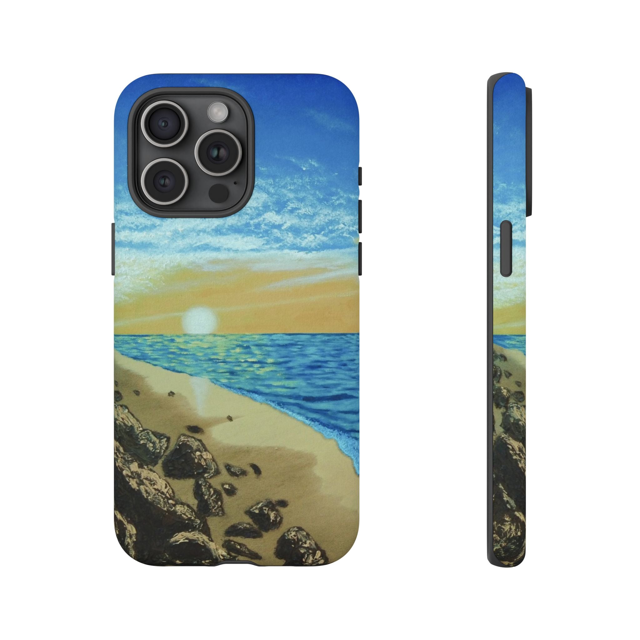 Beach Sunset Phone Case — Protective Tough Case with Coastal Shoreline Design