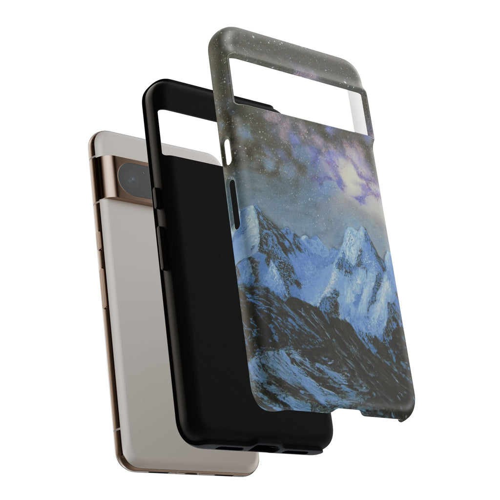 Mountain Night Sky Phone Case — Tough Protective iPhone Cover with Aurora & Snowy Peaks