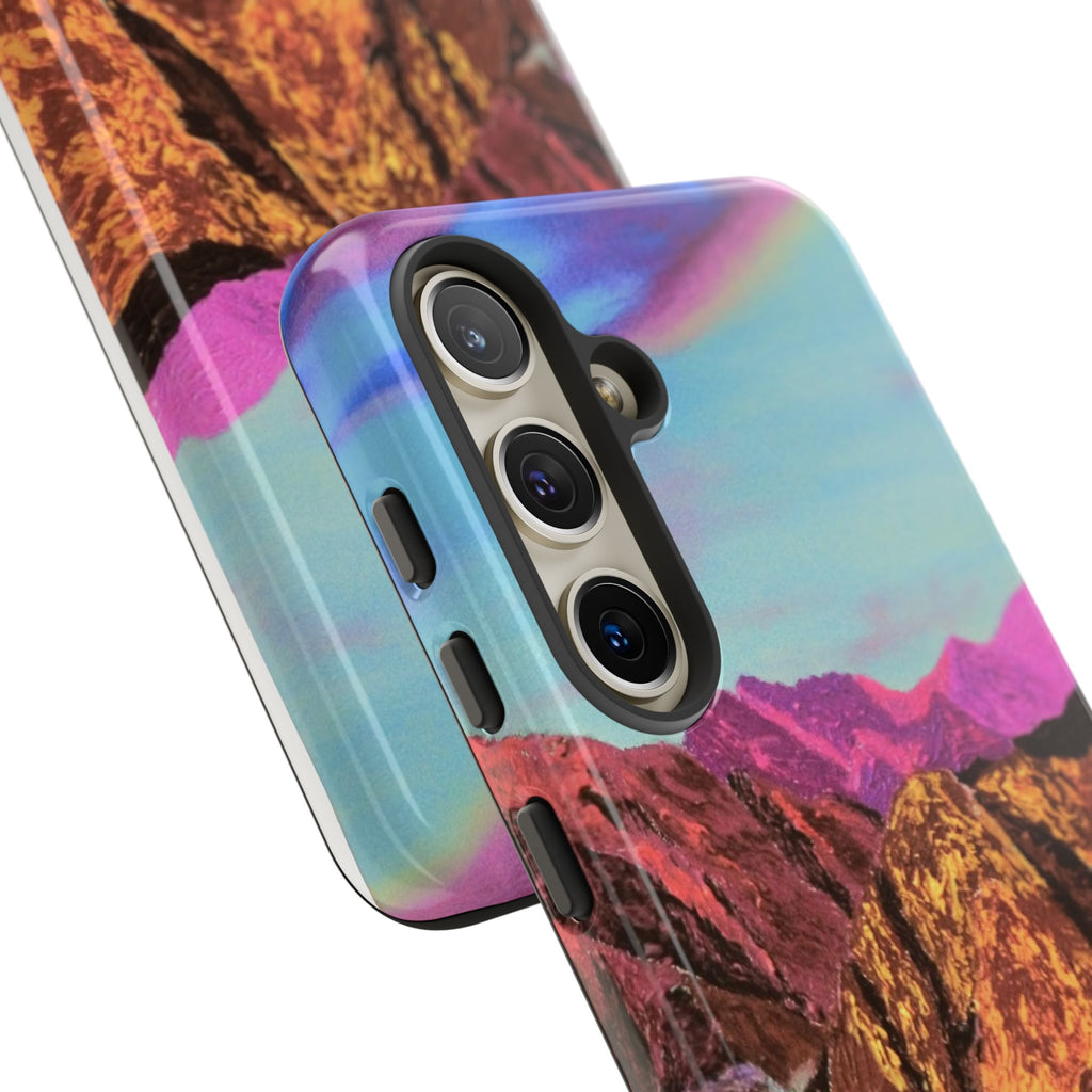 Protective Phone Case — Vibrant Retro Mountain Landscape
