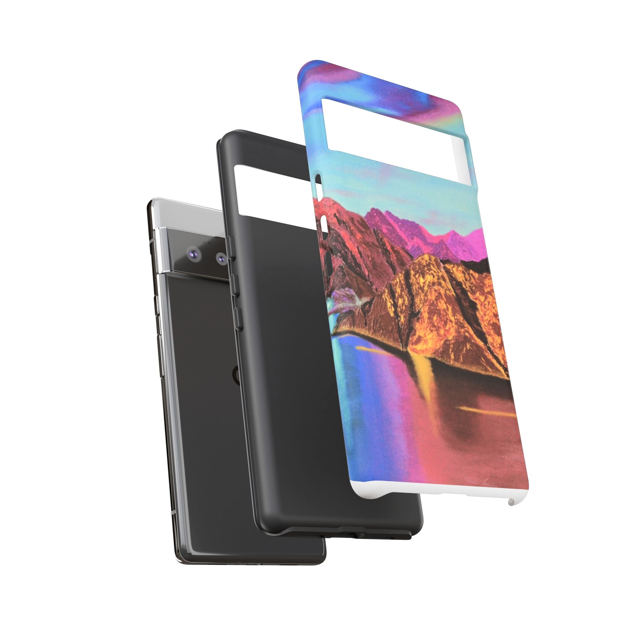 Protective Phone Case — Vibrant Retro Mountain Landscape