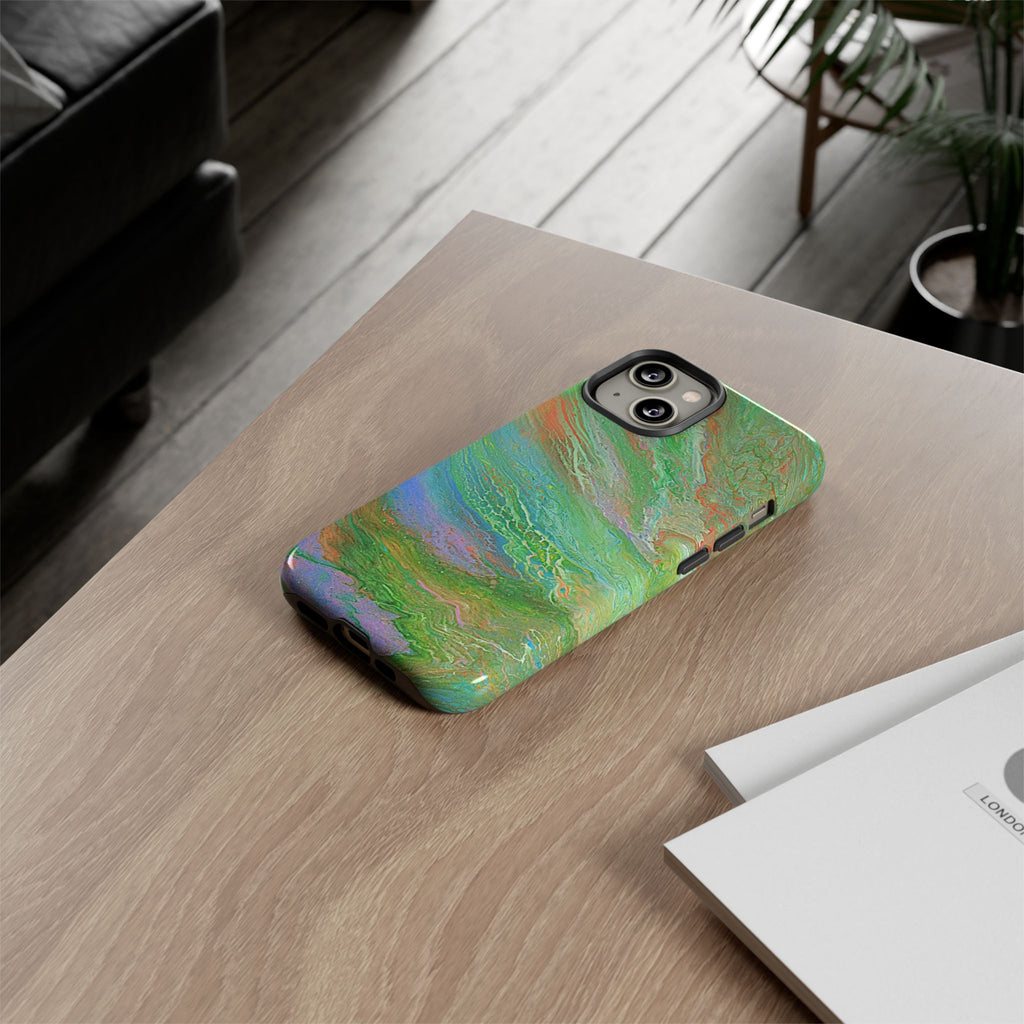 Marbled Green Abstract Phone Case — Protective Tough Case for iPhone