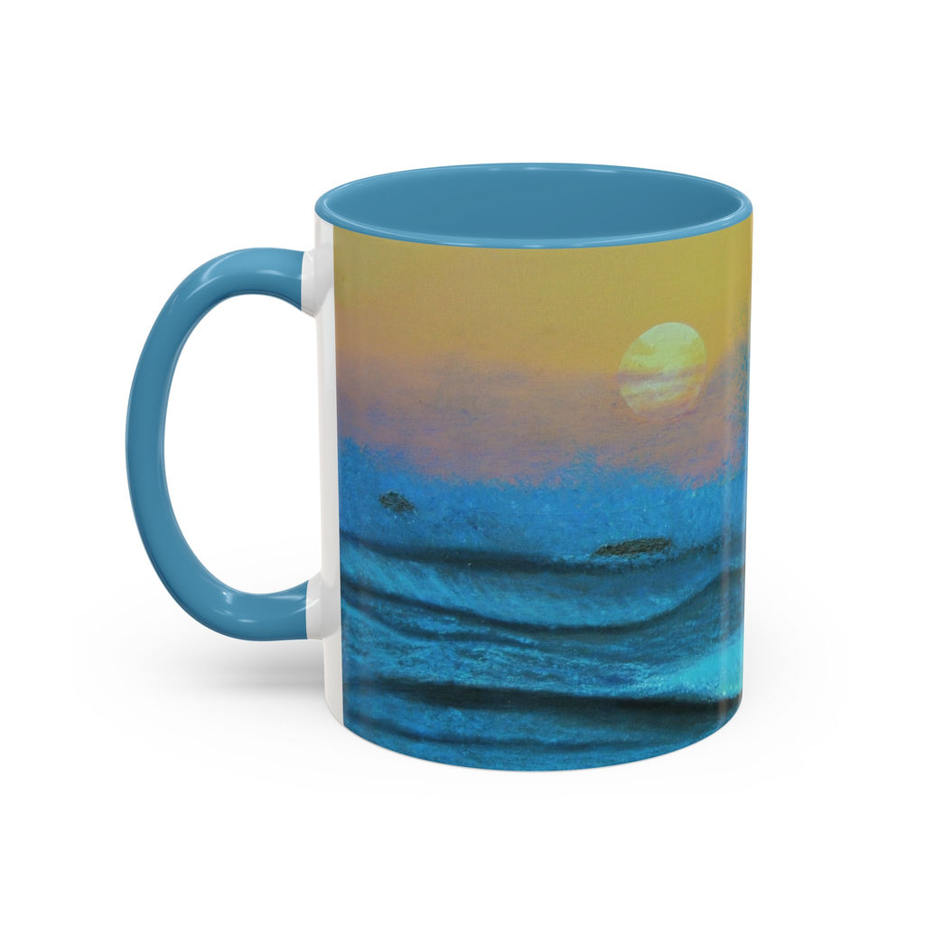 Ocean Sunset Accent Coffee Mug — Blue Teal Seascape Art (11/15oz)