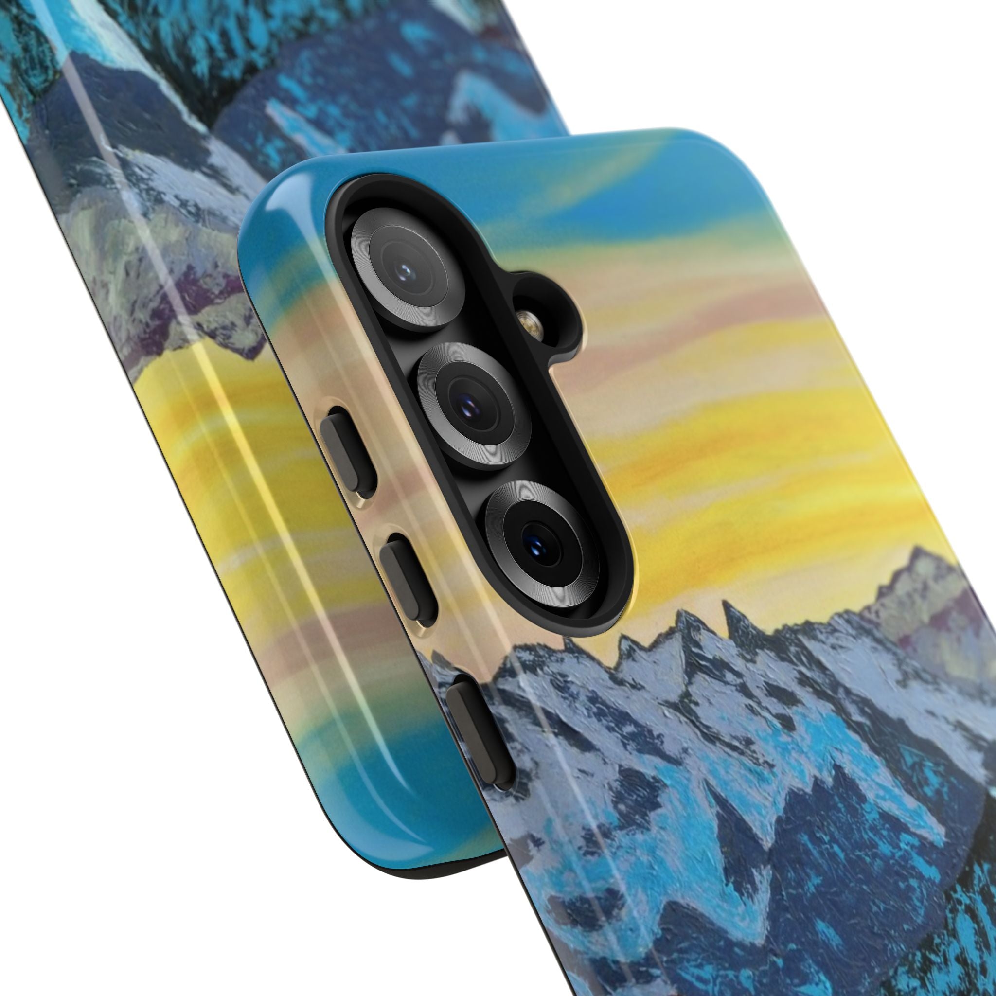 Mountain Sunset Phone Case — Protective Tough Case with Scenic Blue Peaks Design