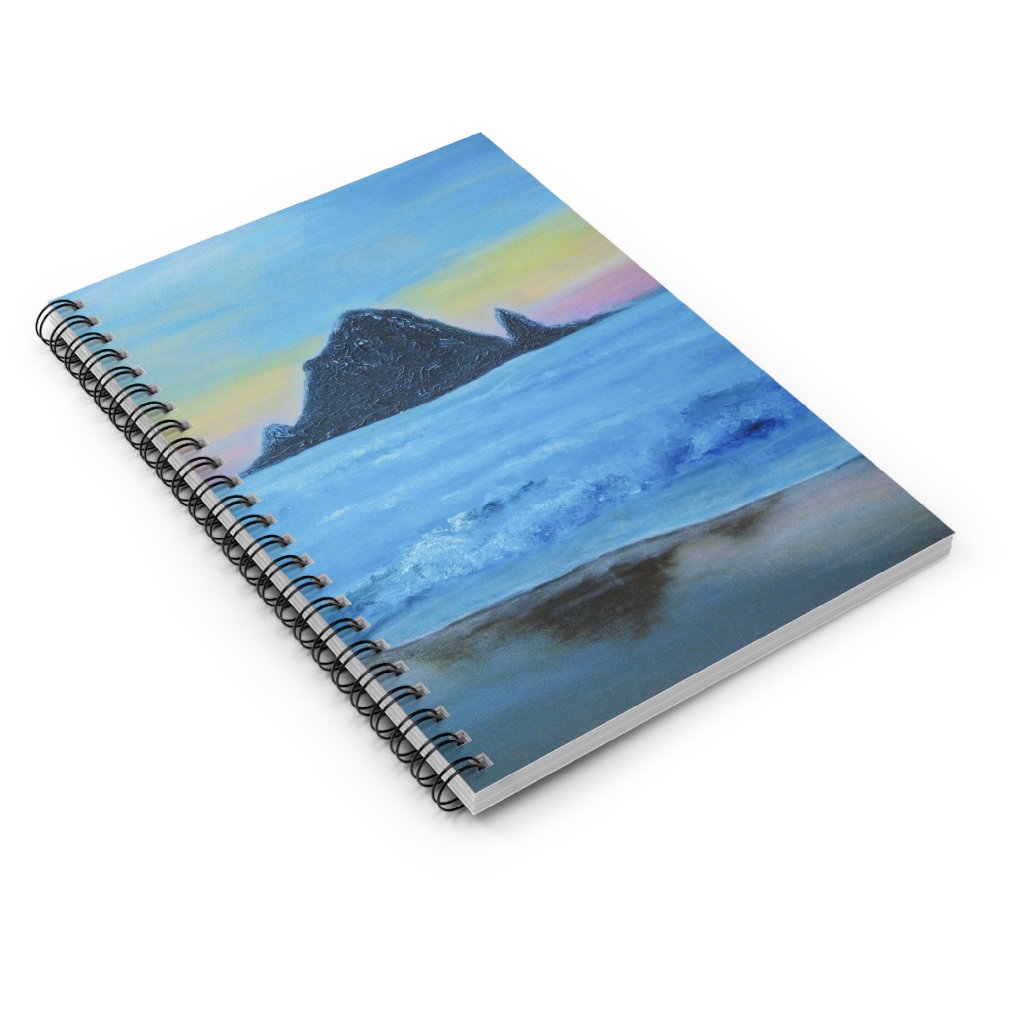 Ocean Sunset Spiral Notebook — Beach Landscape Ruled Journal