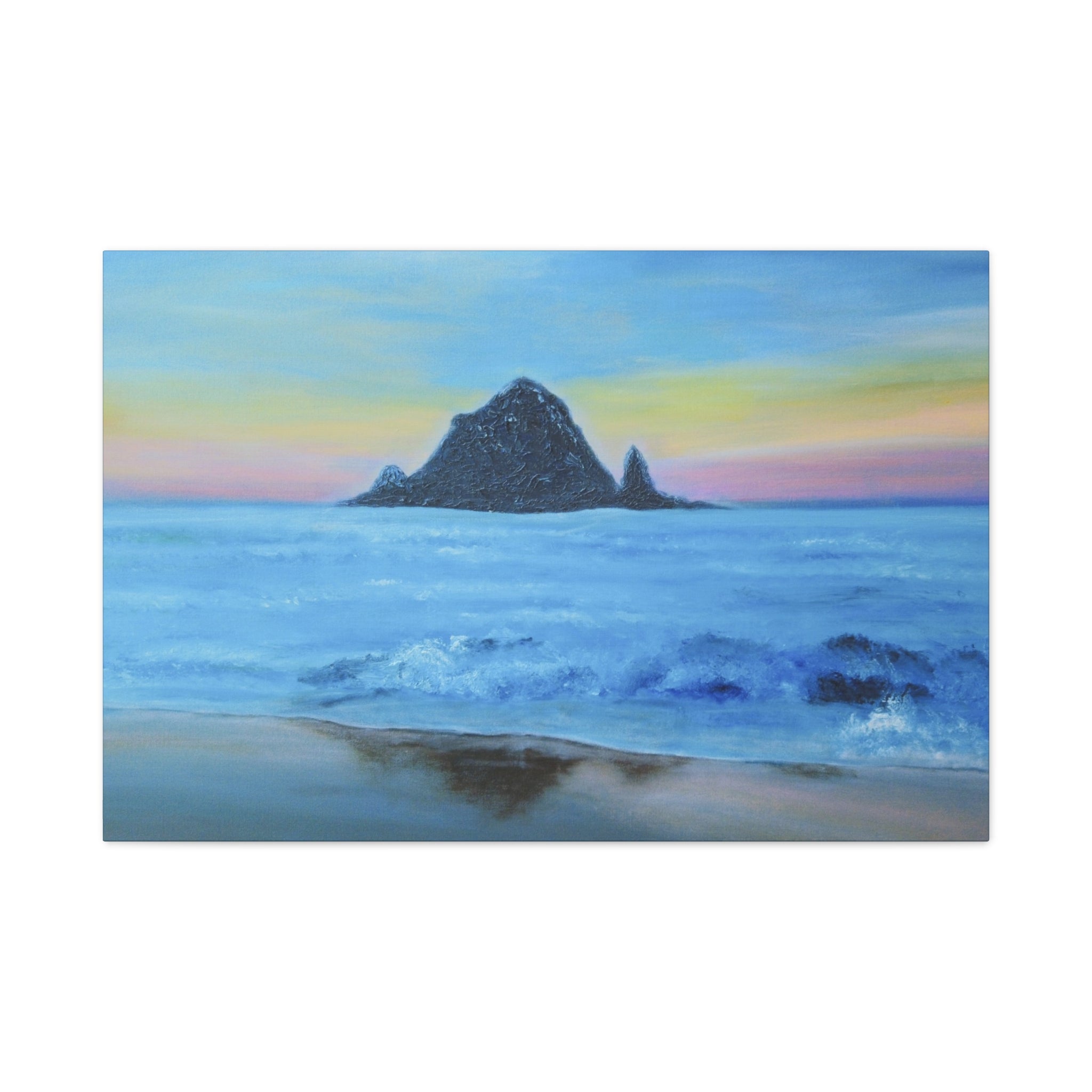 Seaside Sunset Canvas Wall Art — Stretched Matte Beach Landscape