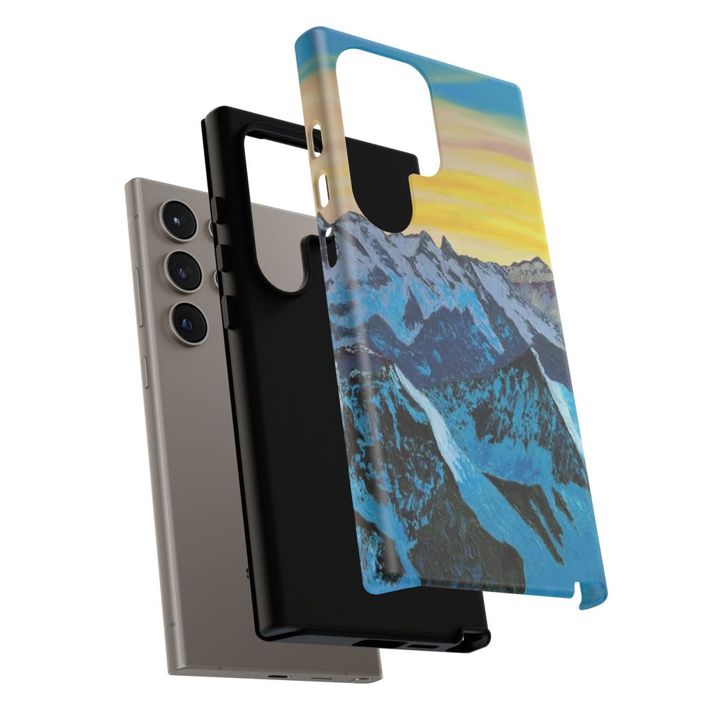 Mountain Sunset Phone Case — Protective Tough Case with Scenic Blue Peaks Design