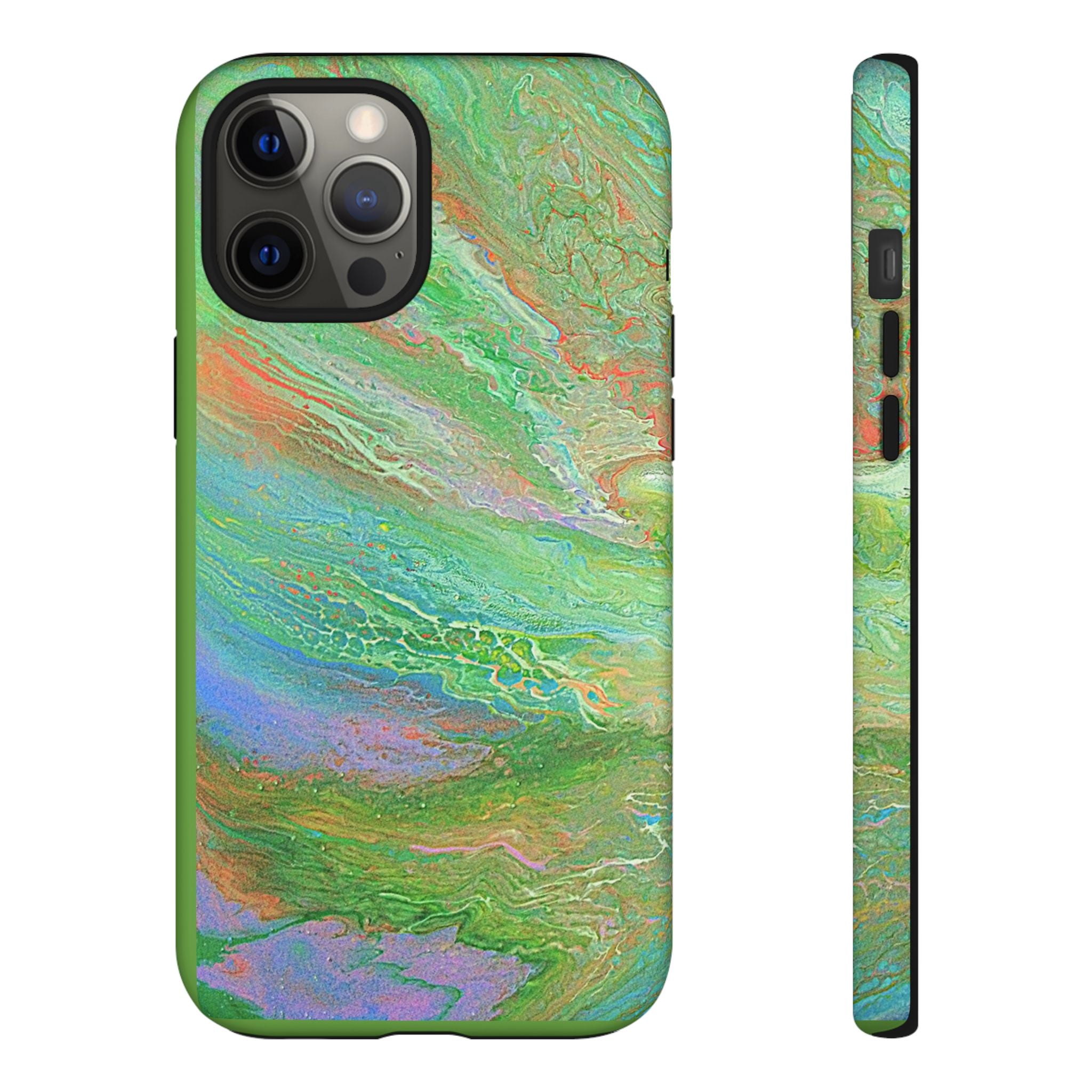 Marbled Green Abstract Phone Case — Protective Tough Case for iPhone