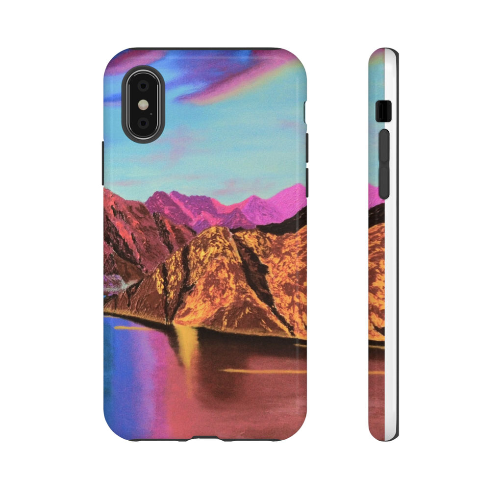 Protective Phone Case — Vibrant Retro Mountain Landscape