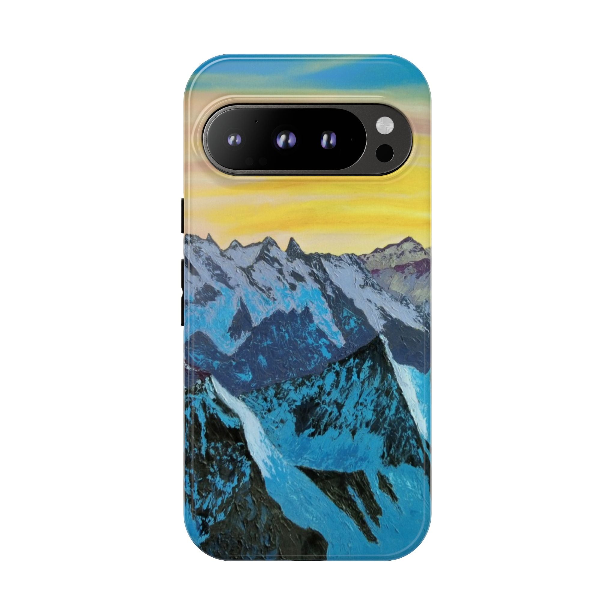 Mountain Sunset Phone Case — Protective Tough Case with Scenic Blue Peaks Design