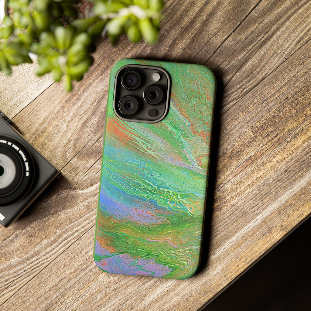 Marbled Green Abstract Phone Case — Protective Tough Case for iPhone
