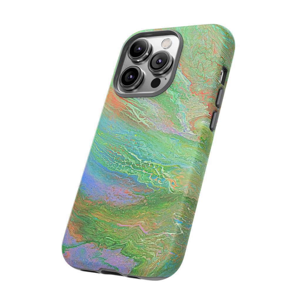Marbled Green Abstract Phone Case — Protective Tough Case for iPhone