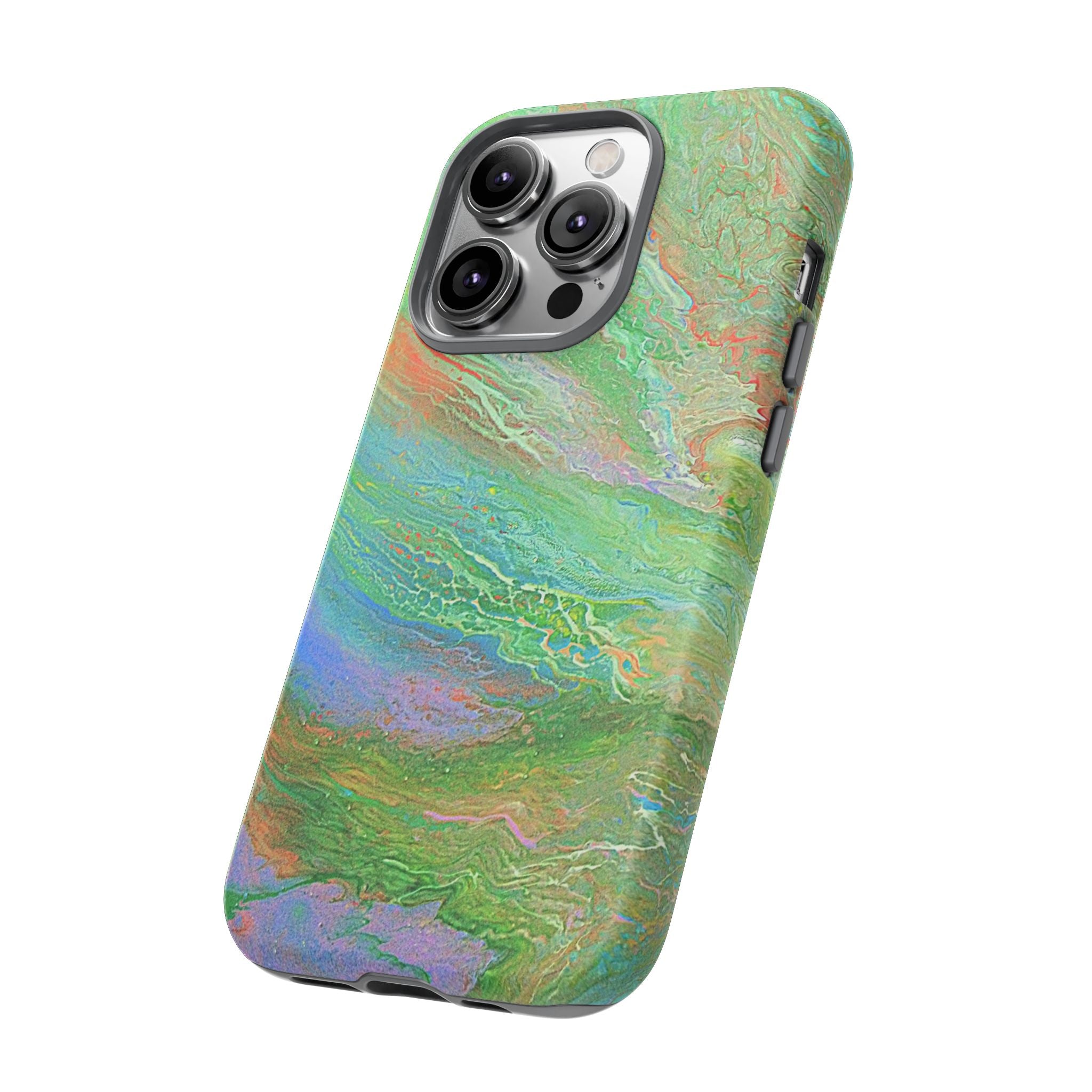 Marbled Green Abstract Phone Case — Protective Tough Case for iPhone