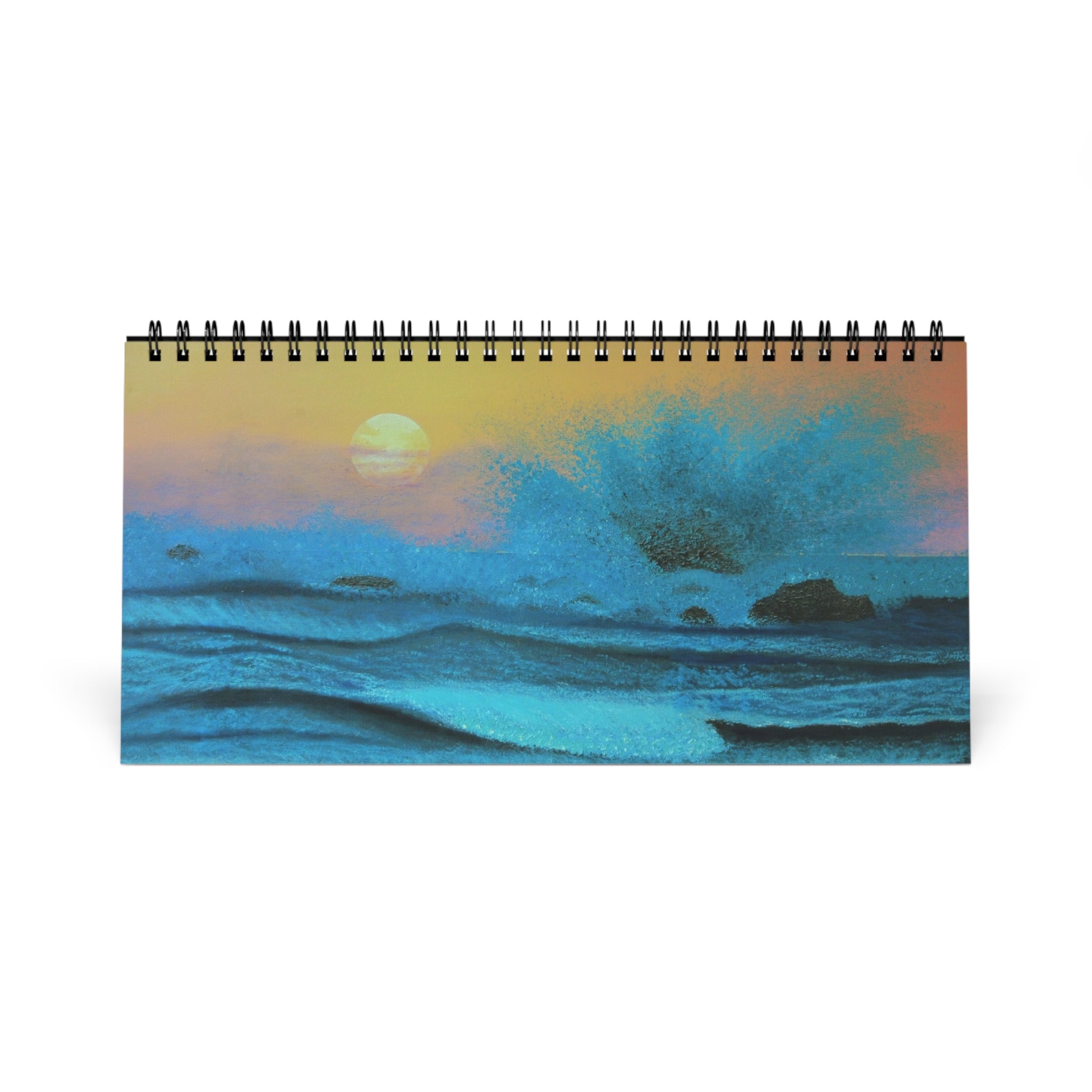 Desktop Calendar — Coastal Sunset Desk Calendar (13-Month, Spiral)
