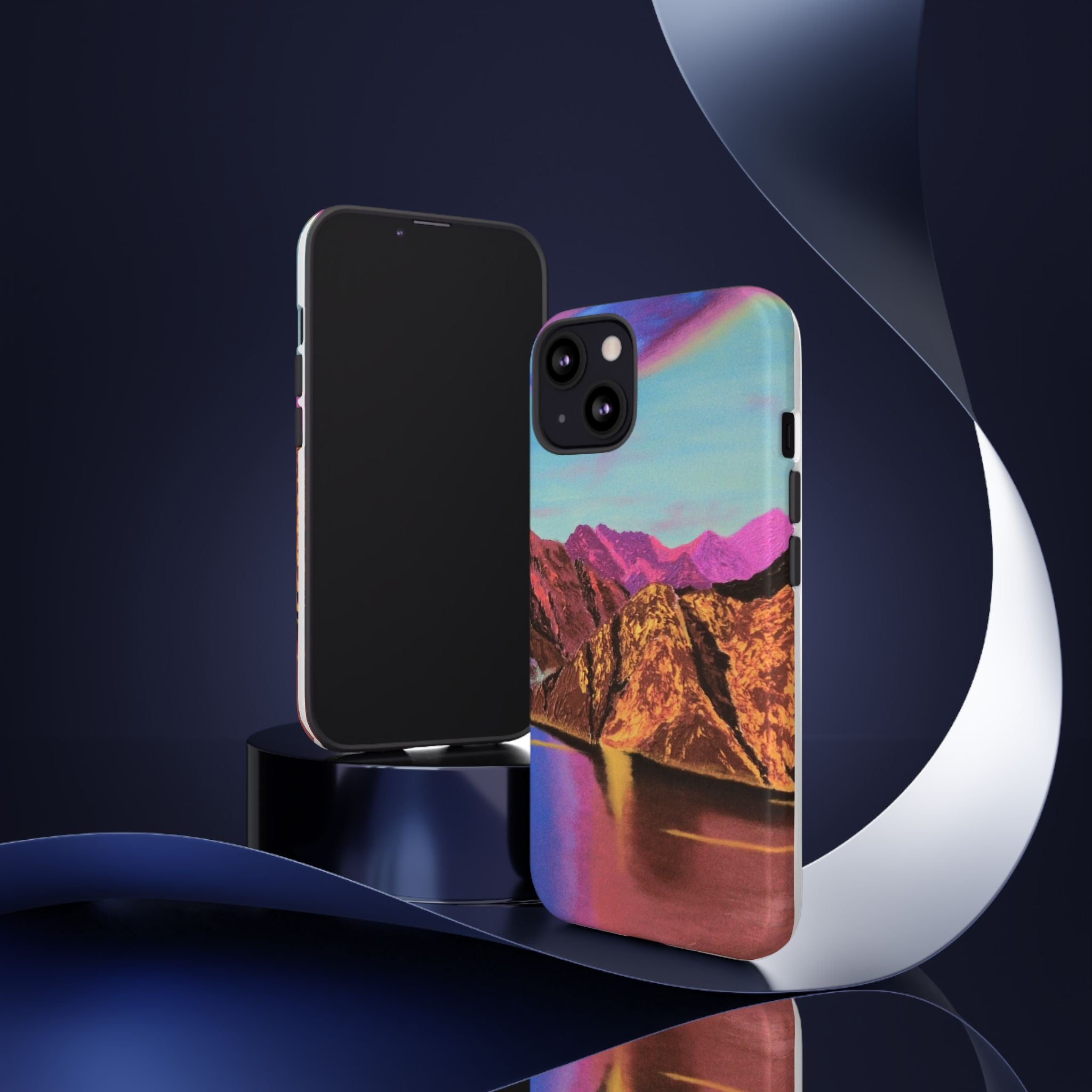 Protective Phone Case — Vibrant Retro Mountain Landscape