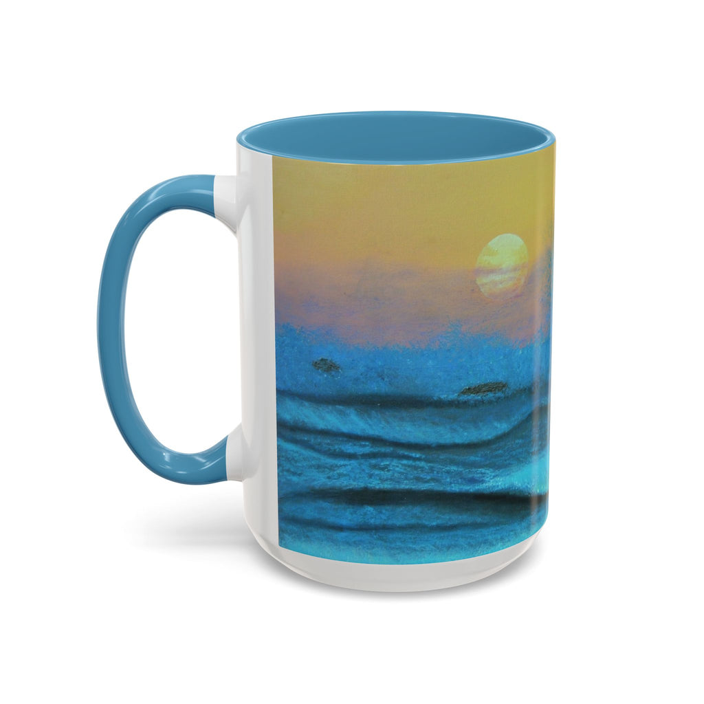 Ocean Sunset Accent Coffee Mug — Blue Teal Seascape Art (11/15oz)