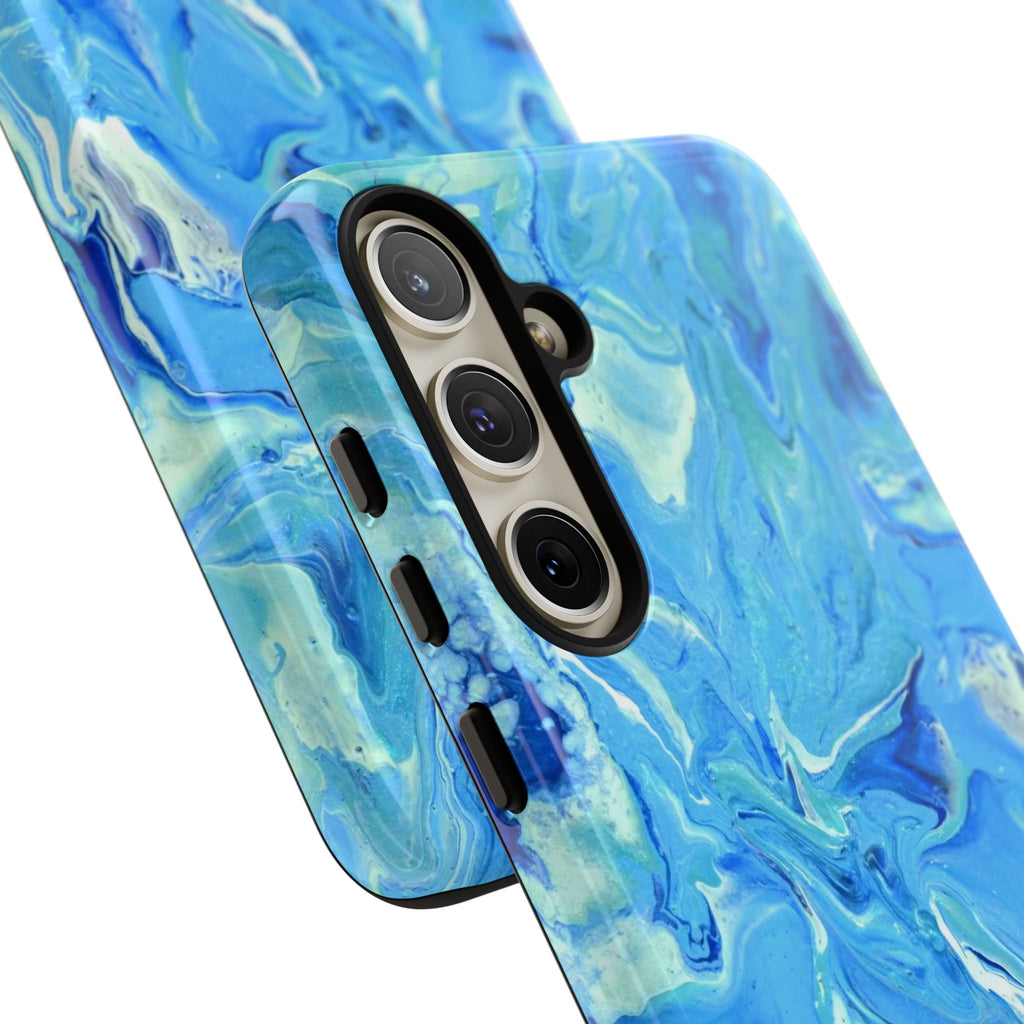 Blue Marble Tough Phone Case — Ocean Swirl Protective iPhone Cover