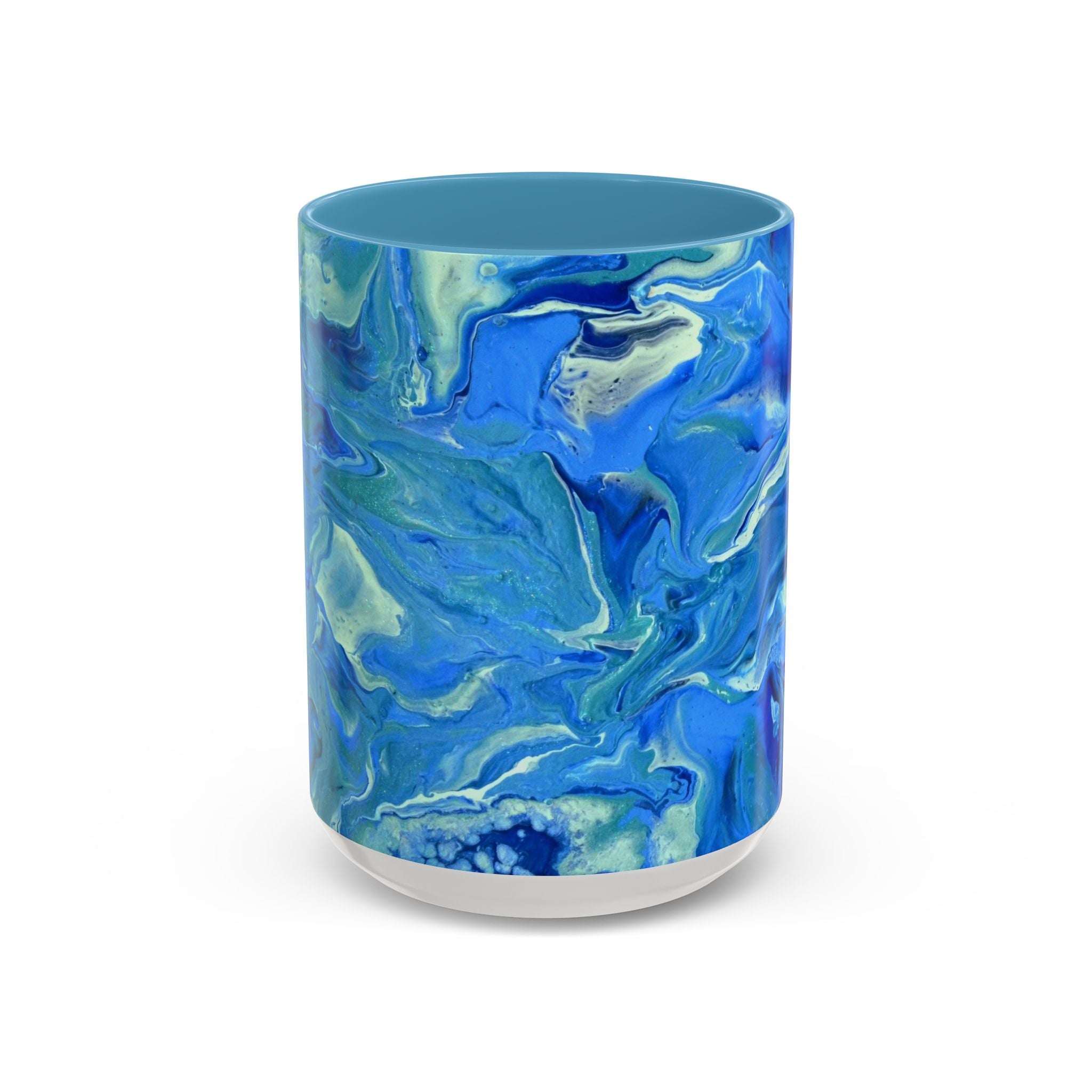 Blue Marble Accent Coffee Mug – Oceanic Abstract Art Ceramic Mug (11/15 oz)