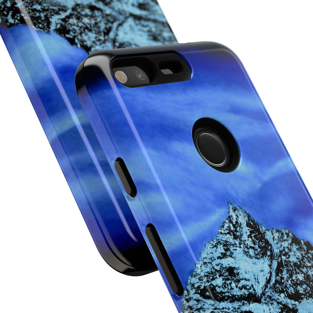 Mountain Peak Blue Tough Phone Case — Rugged Protective iPhone Cover