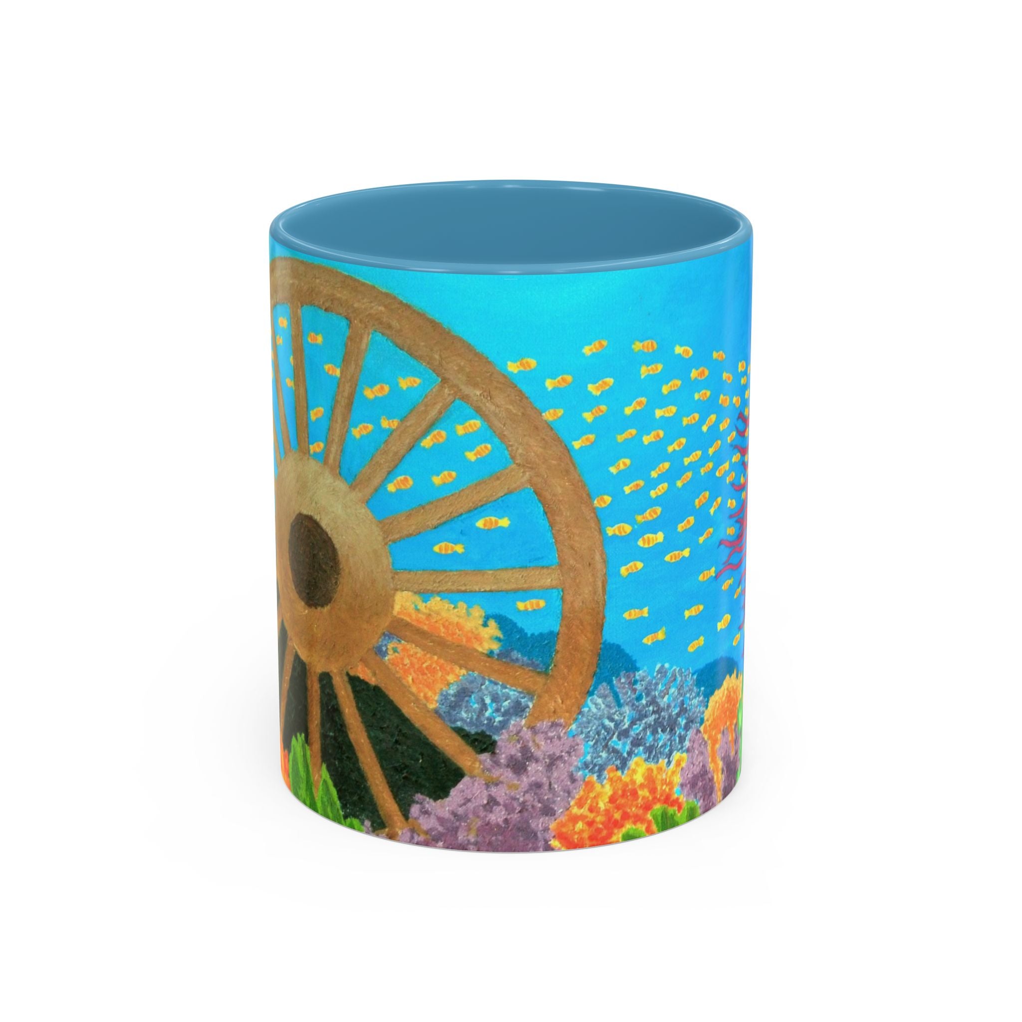 Underwater Reef Accent Coffee Mug — Colorful School of Fish Ocean Art (11/15oz)