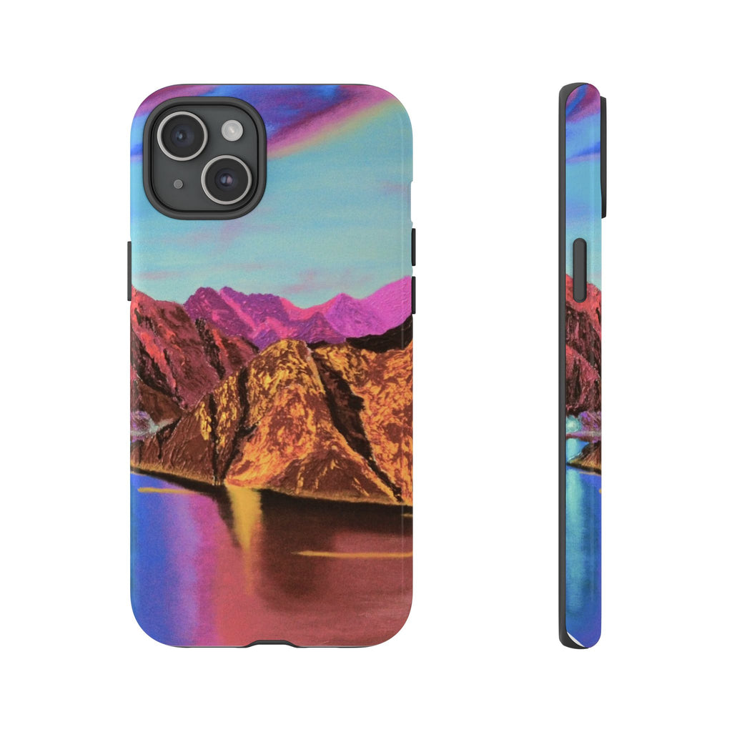 Protective Phone Case — Vibrant Retro Mountain Landscape