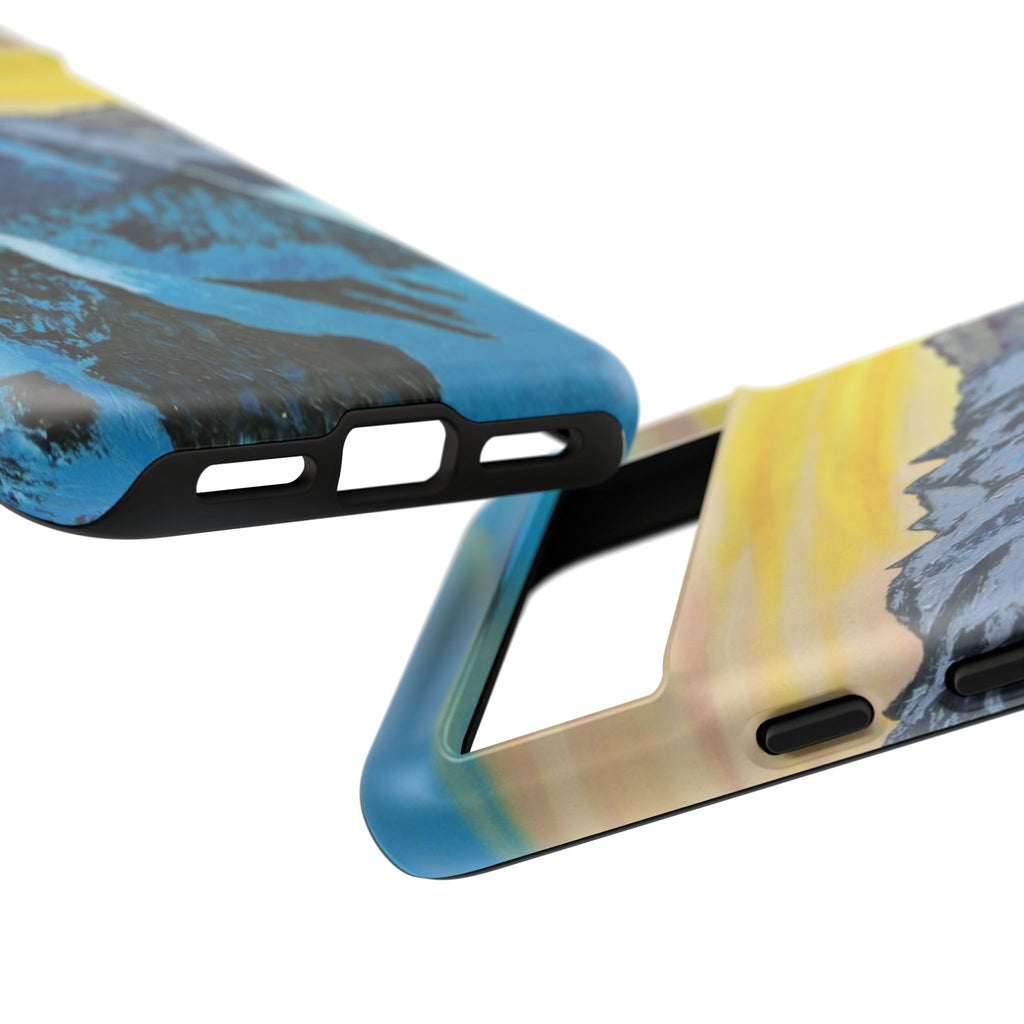 Mountain Sunset Phone Case — Protective Tough Case with Scenic Blue Peaks Design