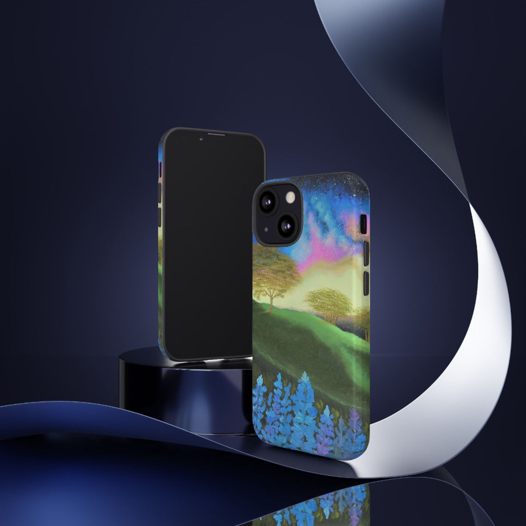 Aurora Nightscape Phone Case — Galaxy Meadow Protective Case